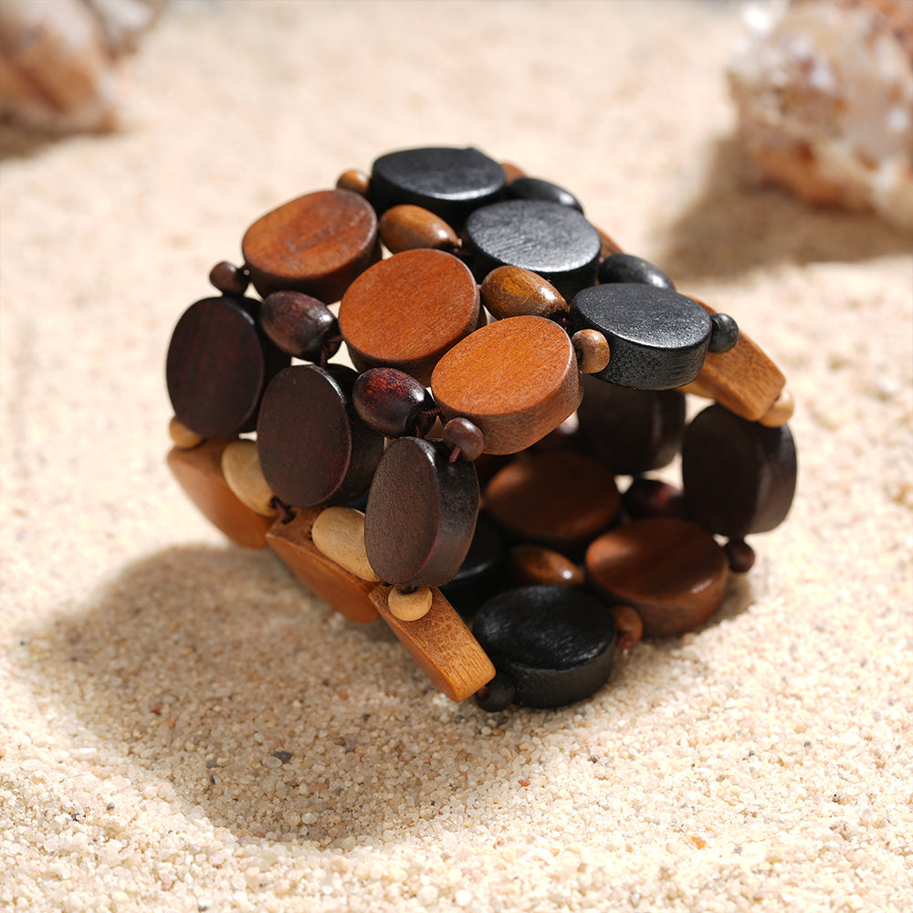 Wood Drop- Wooden statement Bracelet