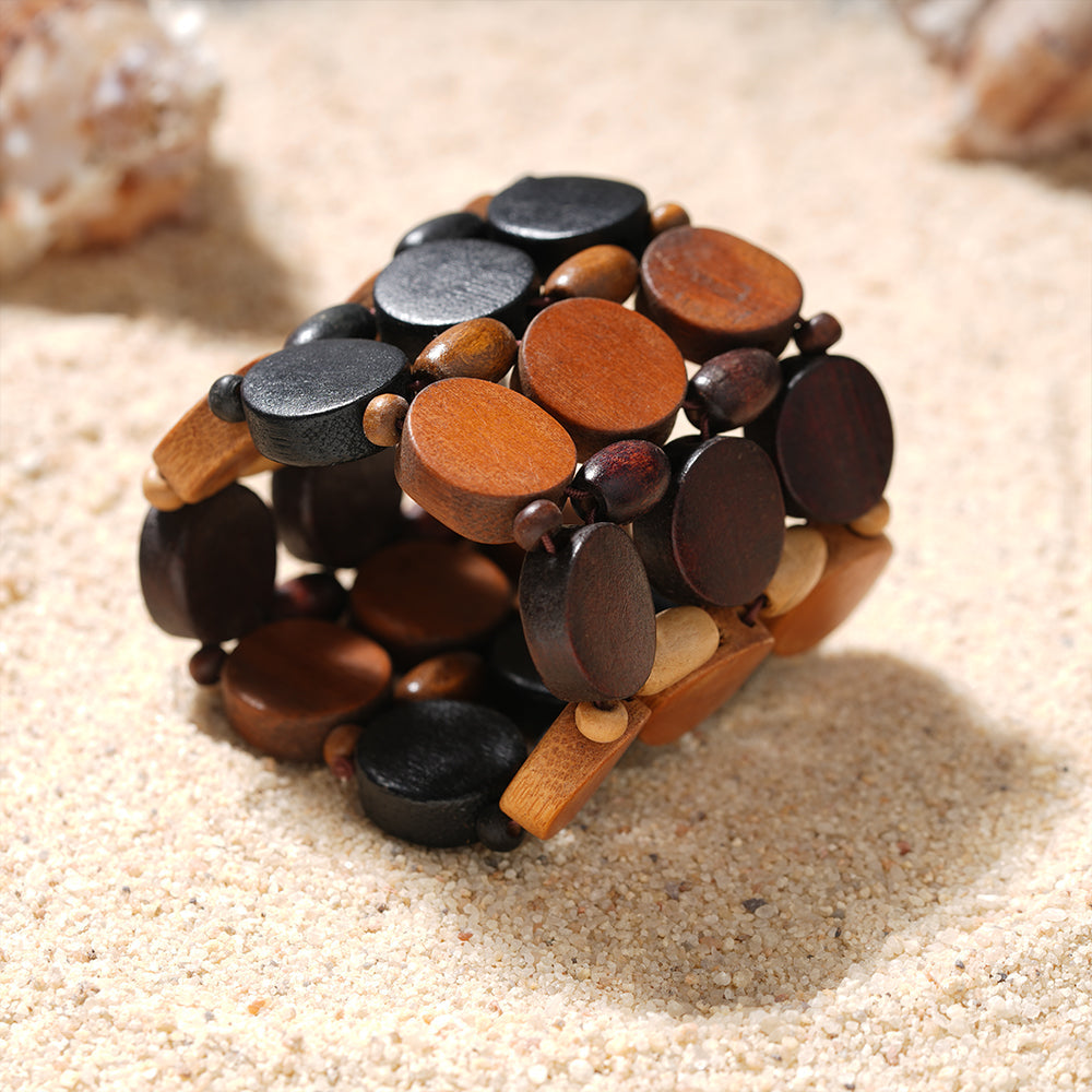 Wood Drop- Wooden statement Bracelet