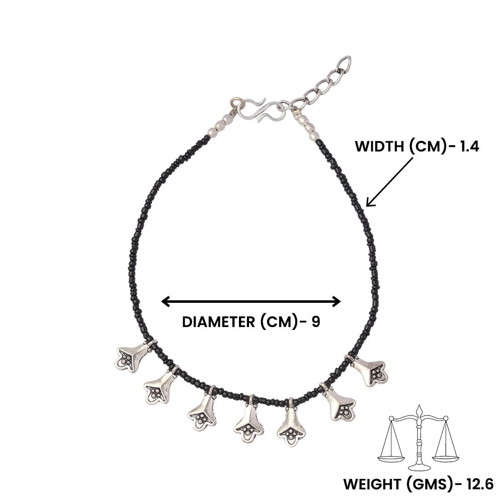Noor- Oxidised beaded anklet