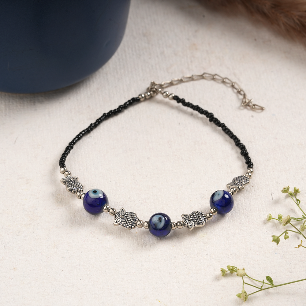 Nishachar- Oxidised beaded anklet