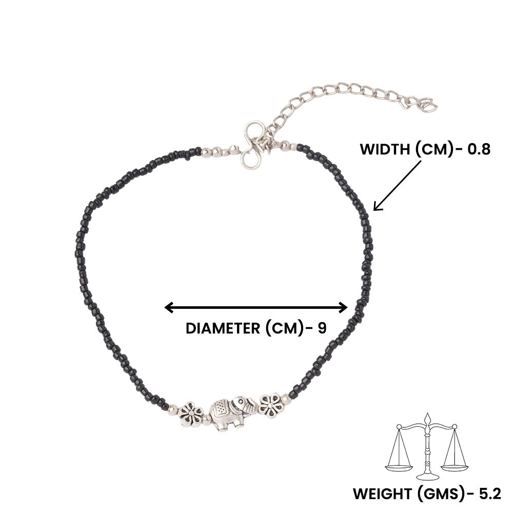 Hastinika- Oxidised beaded anklet