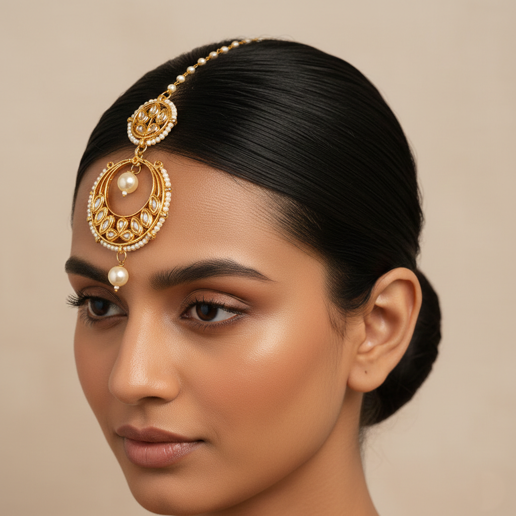 Priyanka- Stone Studded Hanging Pearl Mangtikka