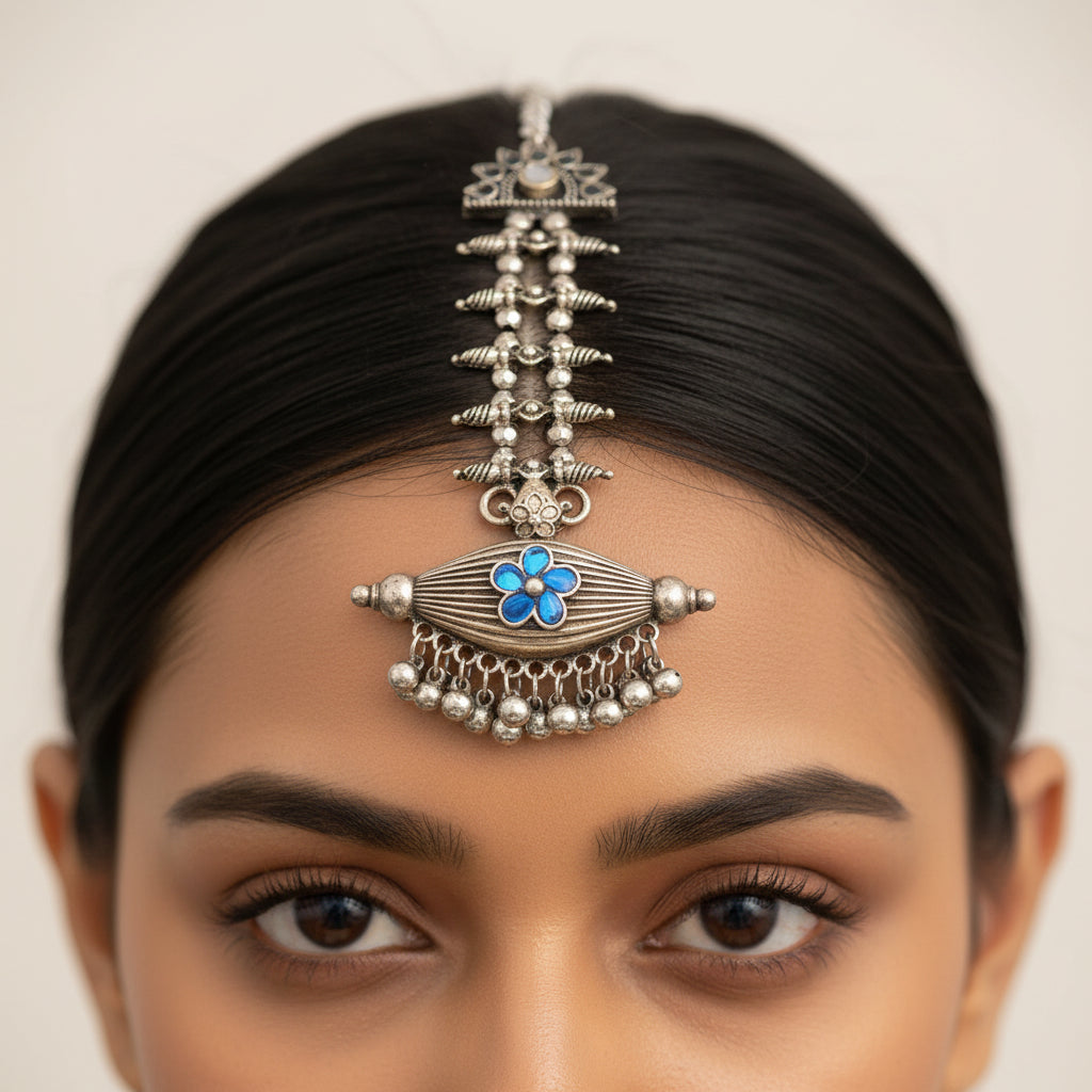 KumudTika- Silver brass magtikka (blue)