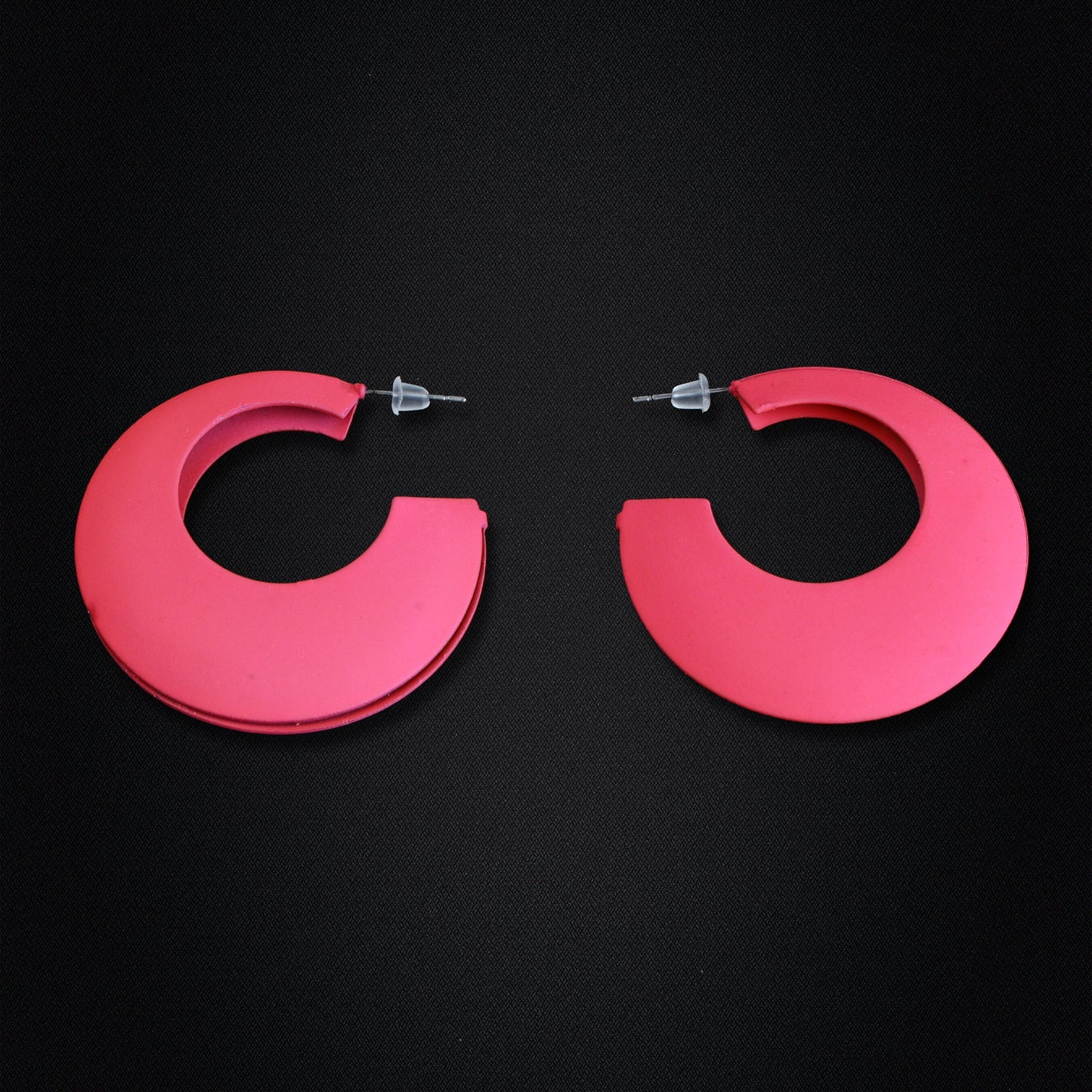 Dust Petal- Vibrant pink hoop earrings
