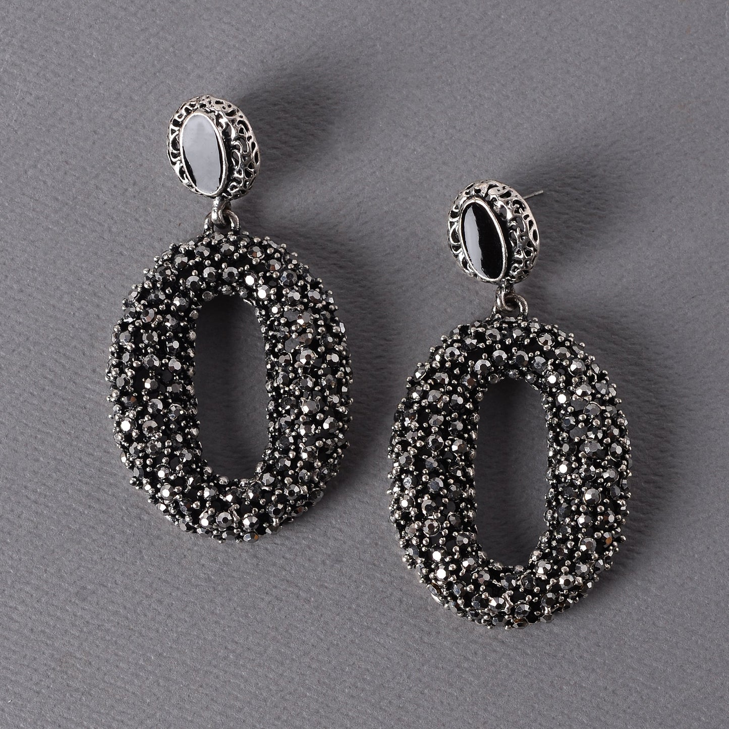 Crystal Veil- Stone studded dangler earrings