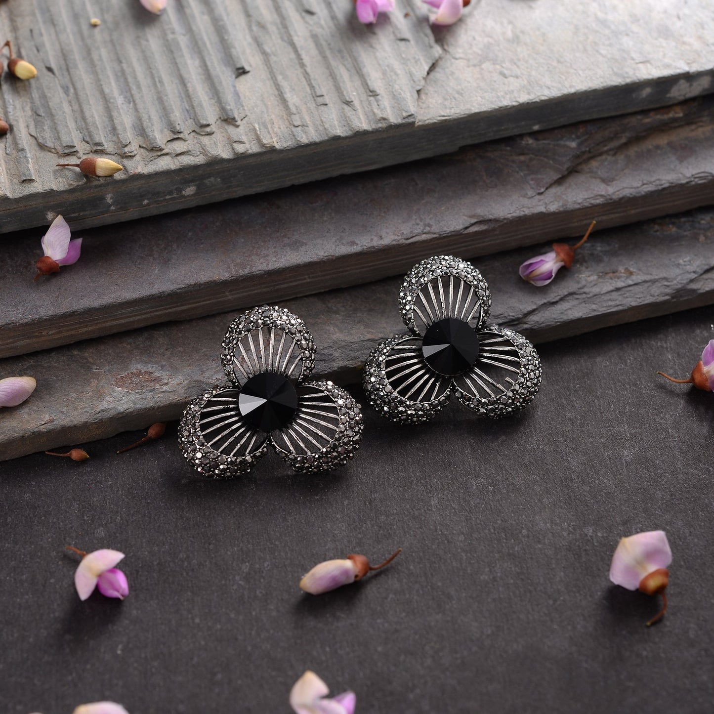 Lily Gleam- Stone studded stud earrings