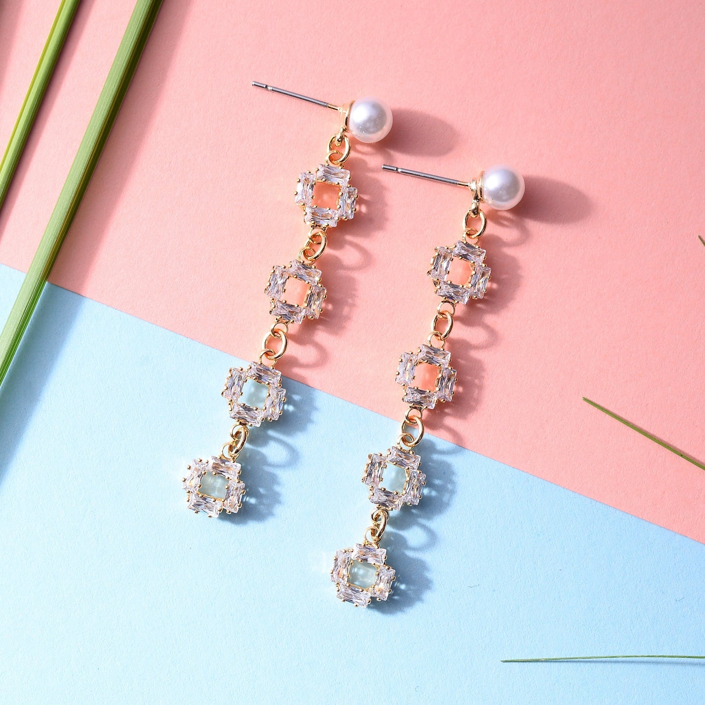 Pearl Mist- Pearl Studded Dangler earrings
