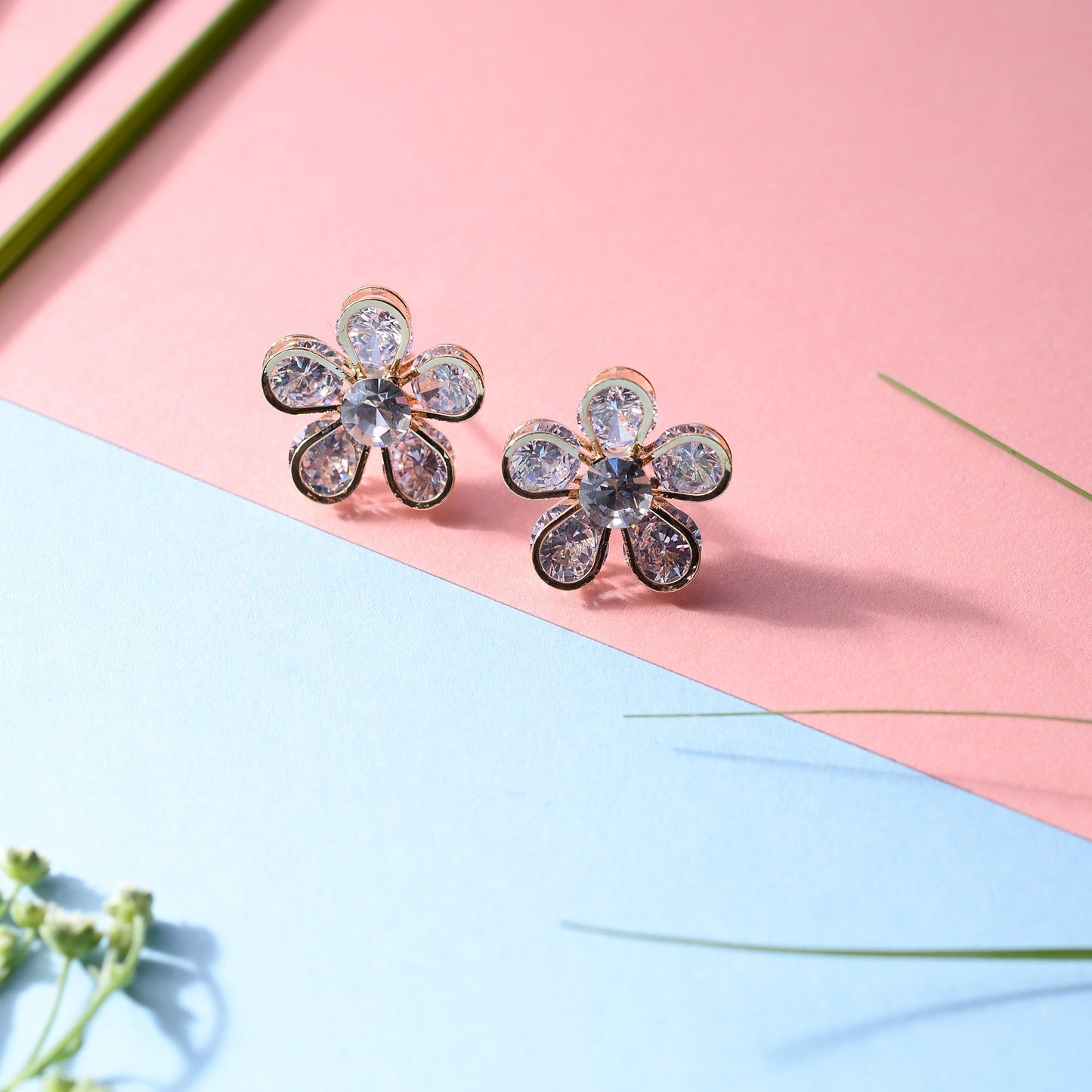 Bloom Beam- Stone studded Stud Earrings
