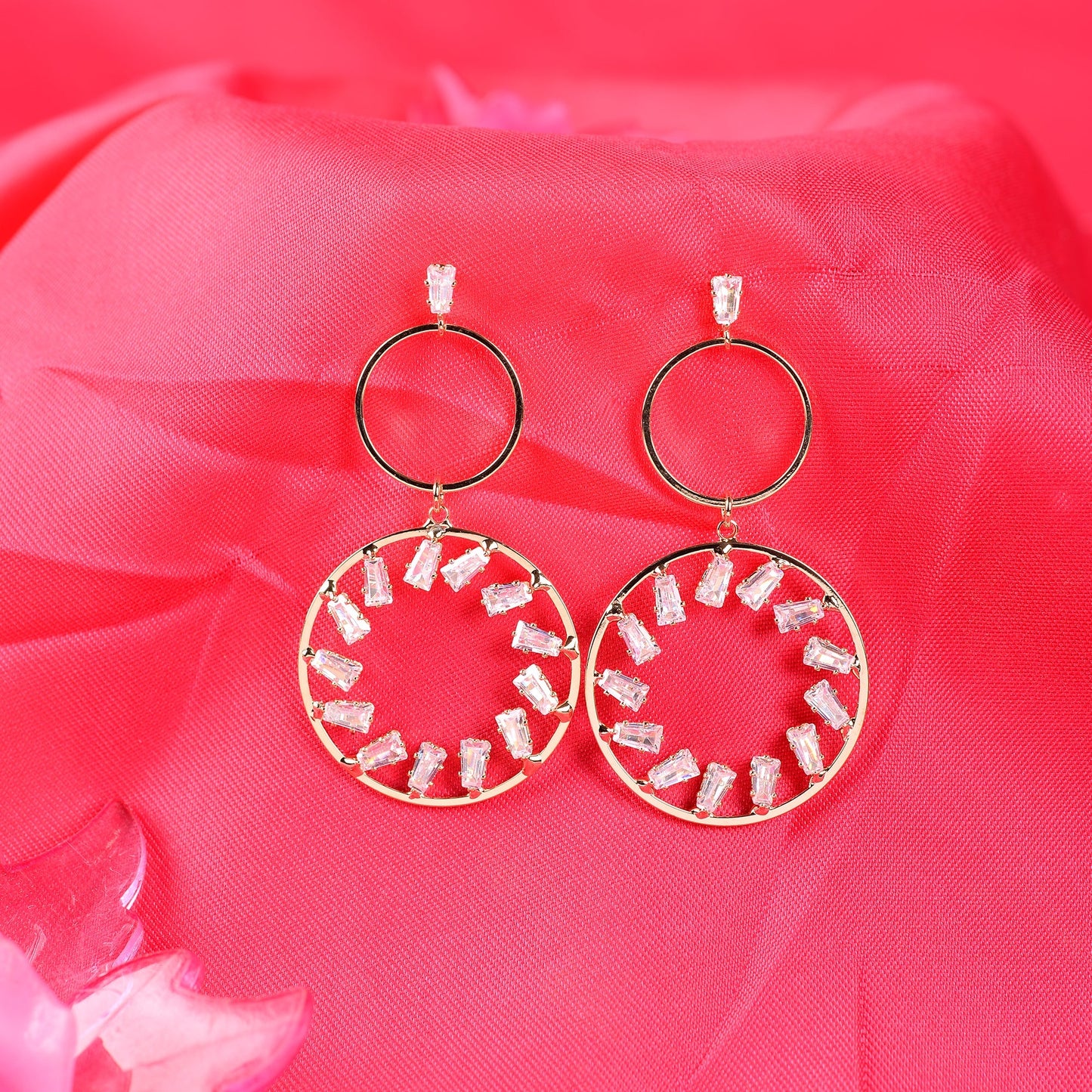 Solar Ring- Golden Framed Dangler Earrings