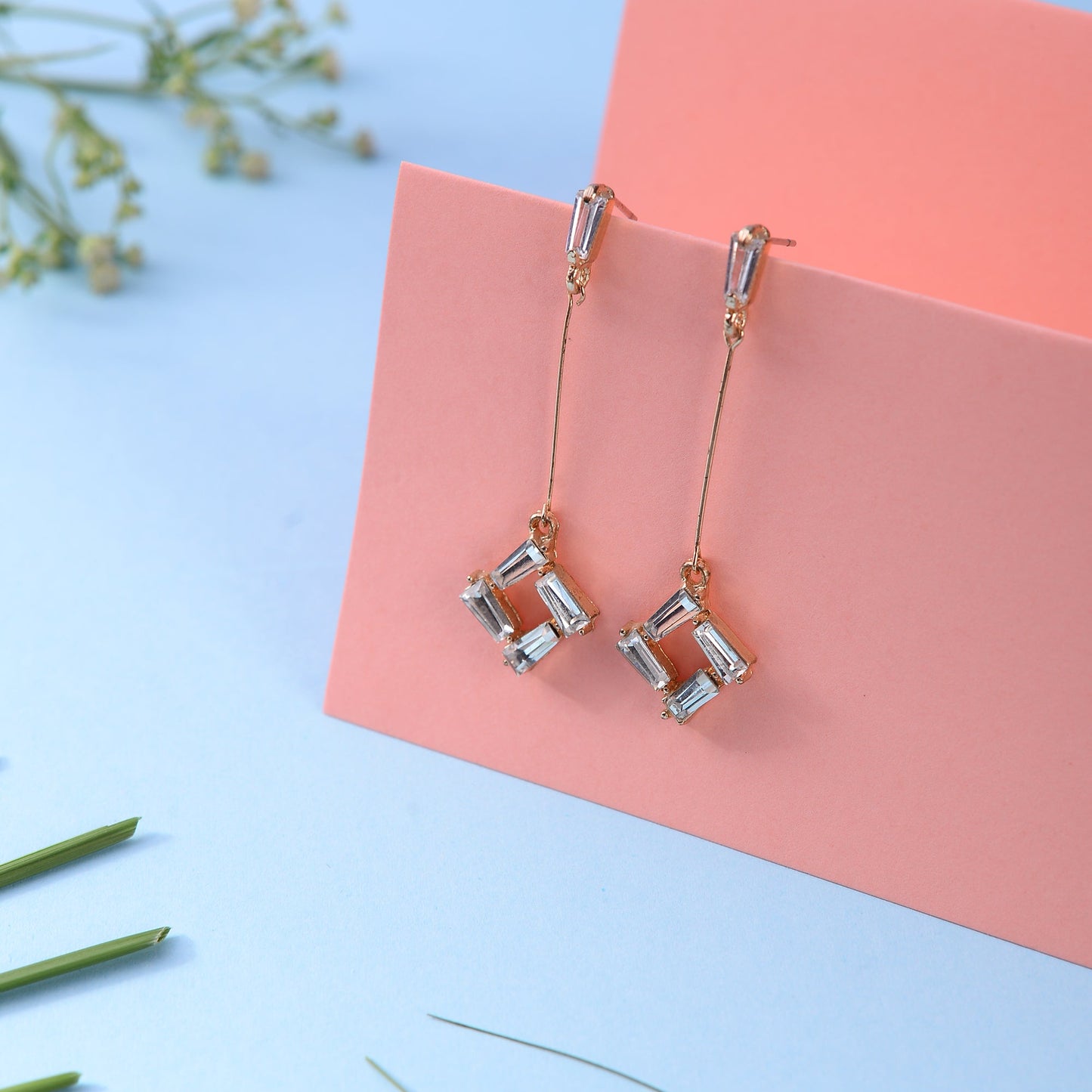 Midnight Gleam- Stone studded dangler earrings