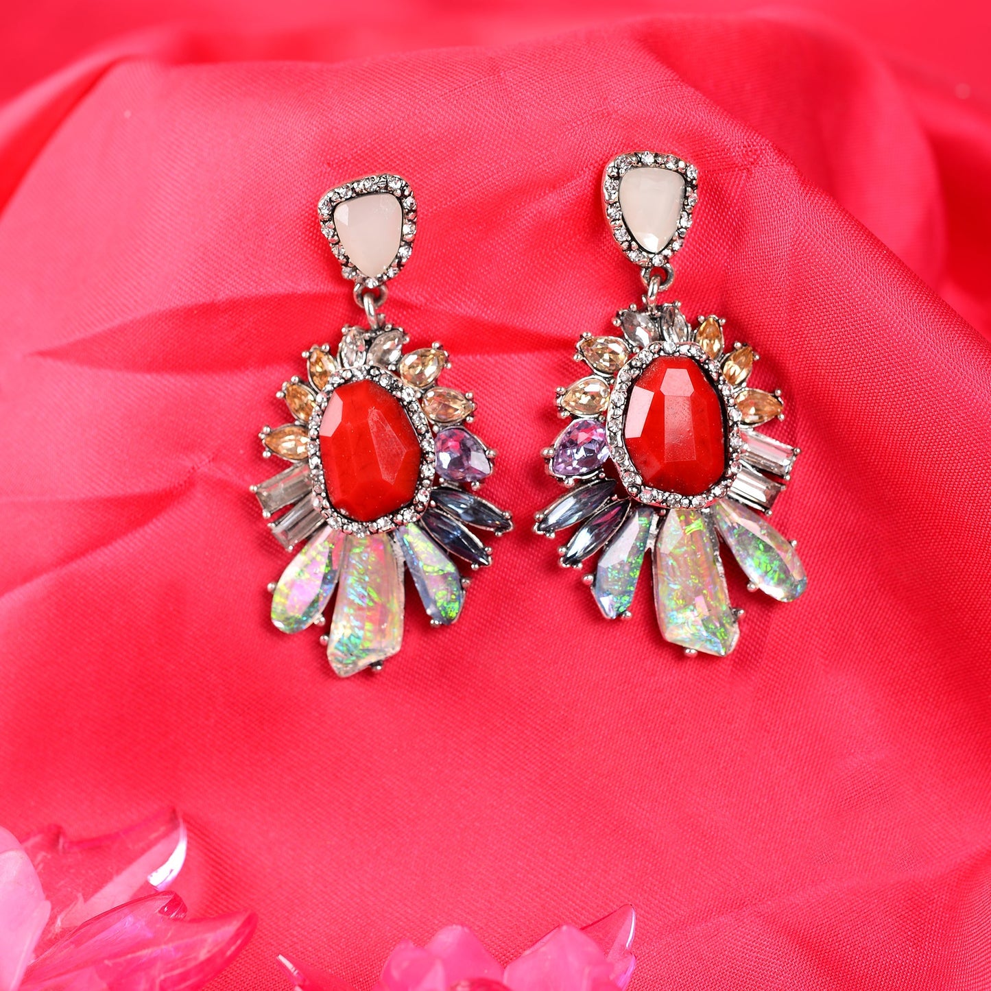 Luna Plume- Stone studded dangler earrings
