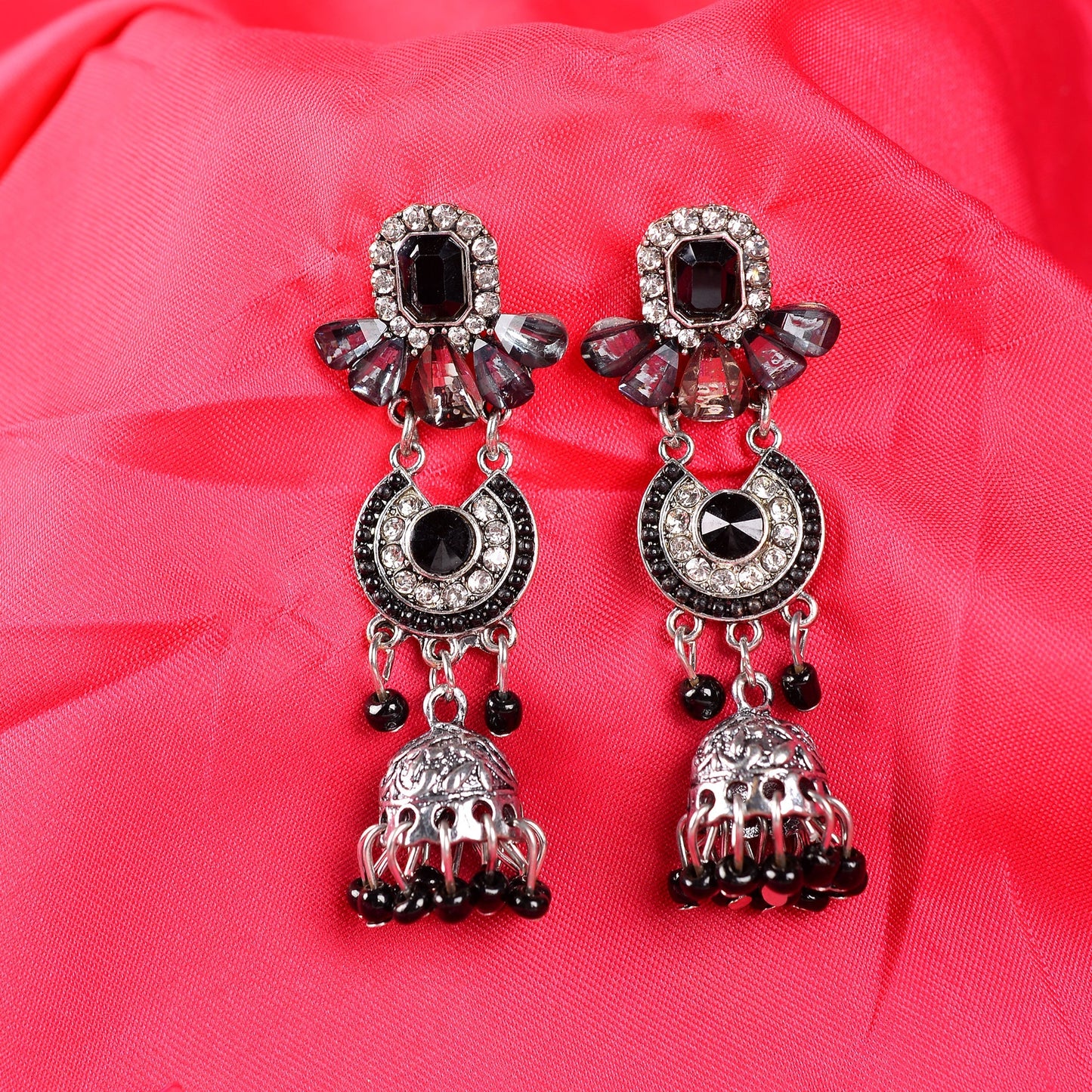 Diamond Dust- Hanging Pearl jhumki earrings