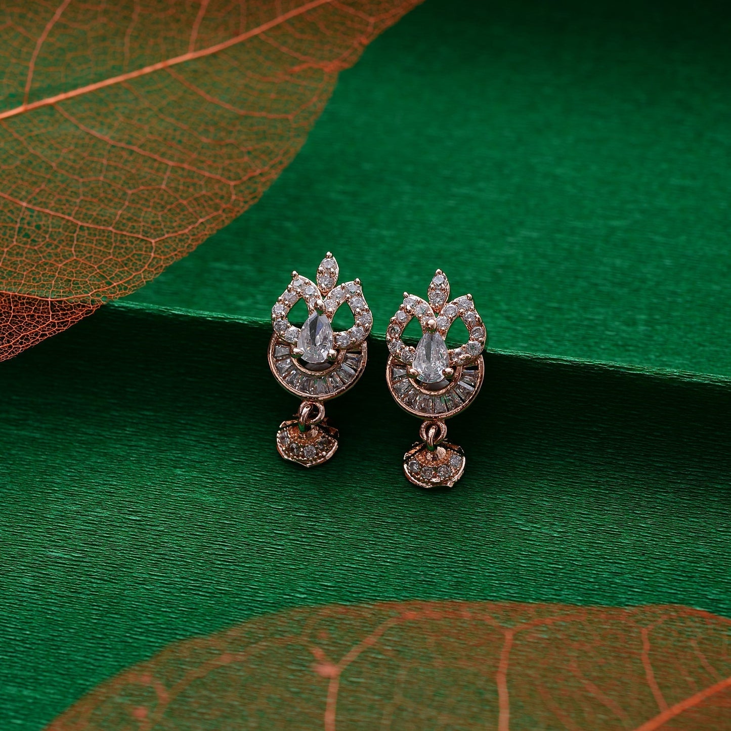 Aurelienne- Stone Studded Zirconia Dangler Earrings