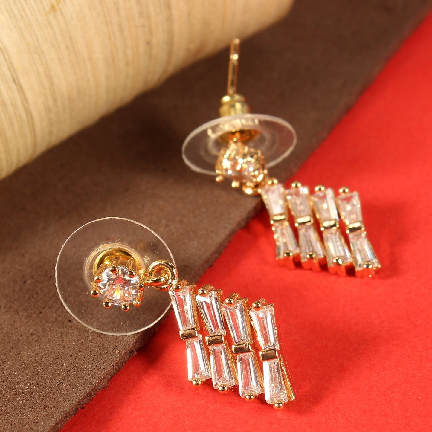 Lunara Mist- Stone Studded Zirconia Dangler Earrings
