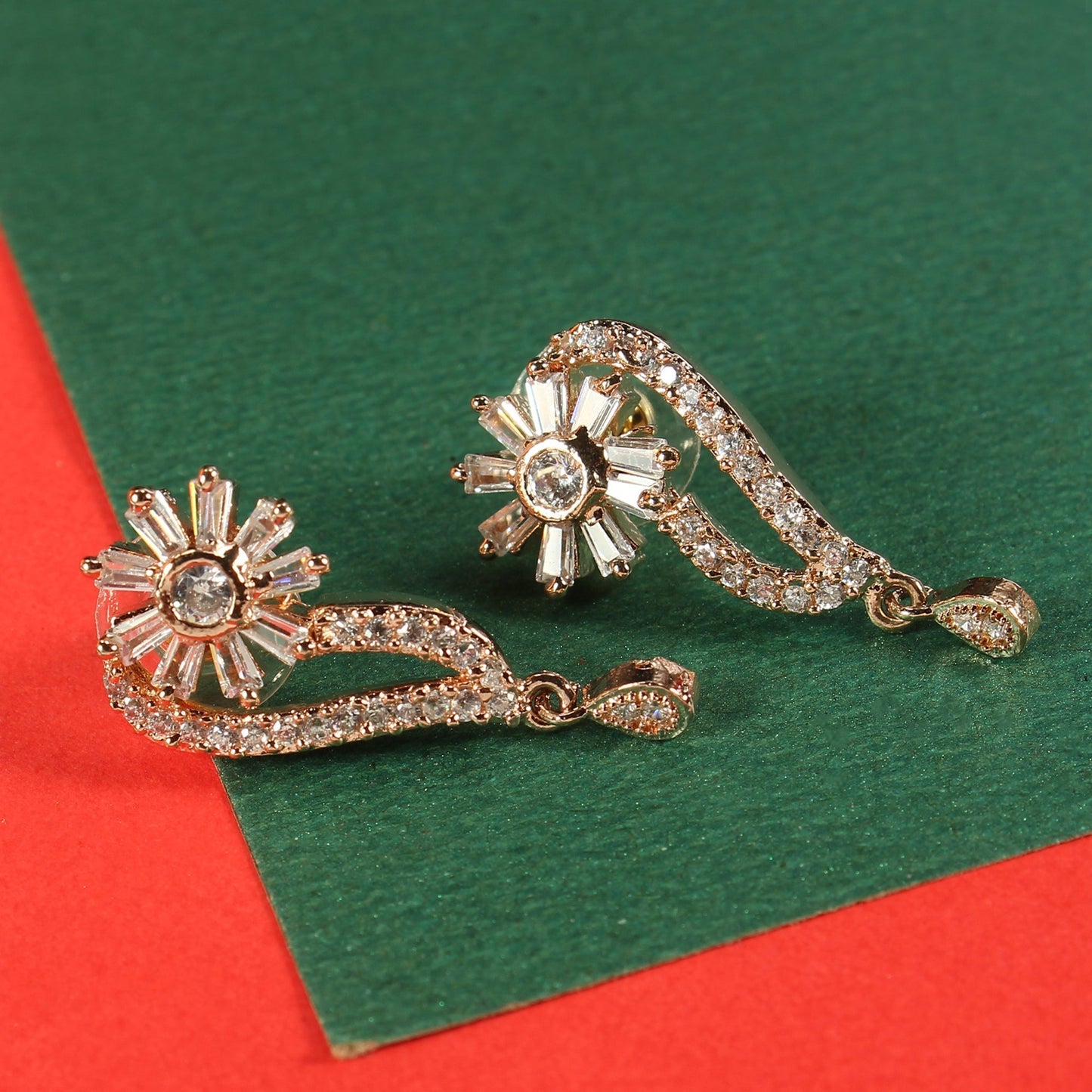 Celunelle- Stone Studded Zirconia Dangler Earrings