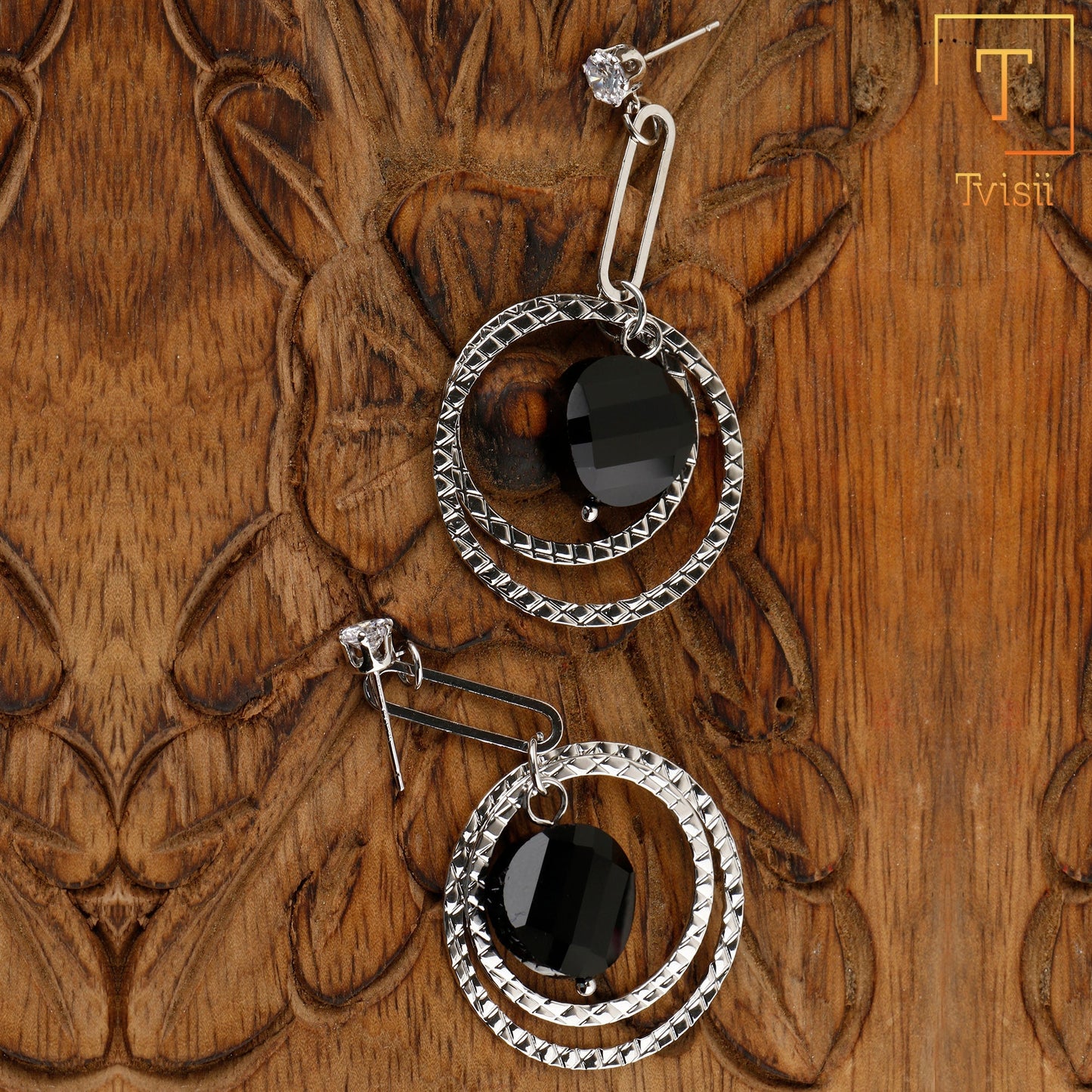 Twilight Shine- Stone studded dangle earrings