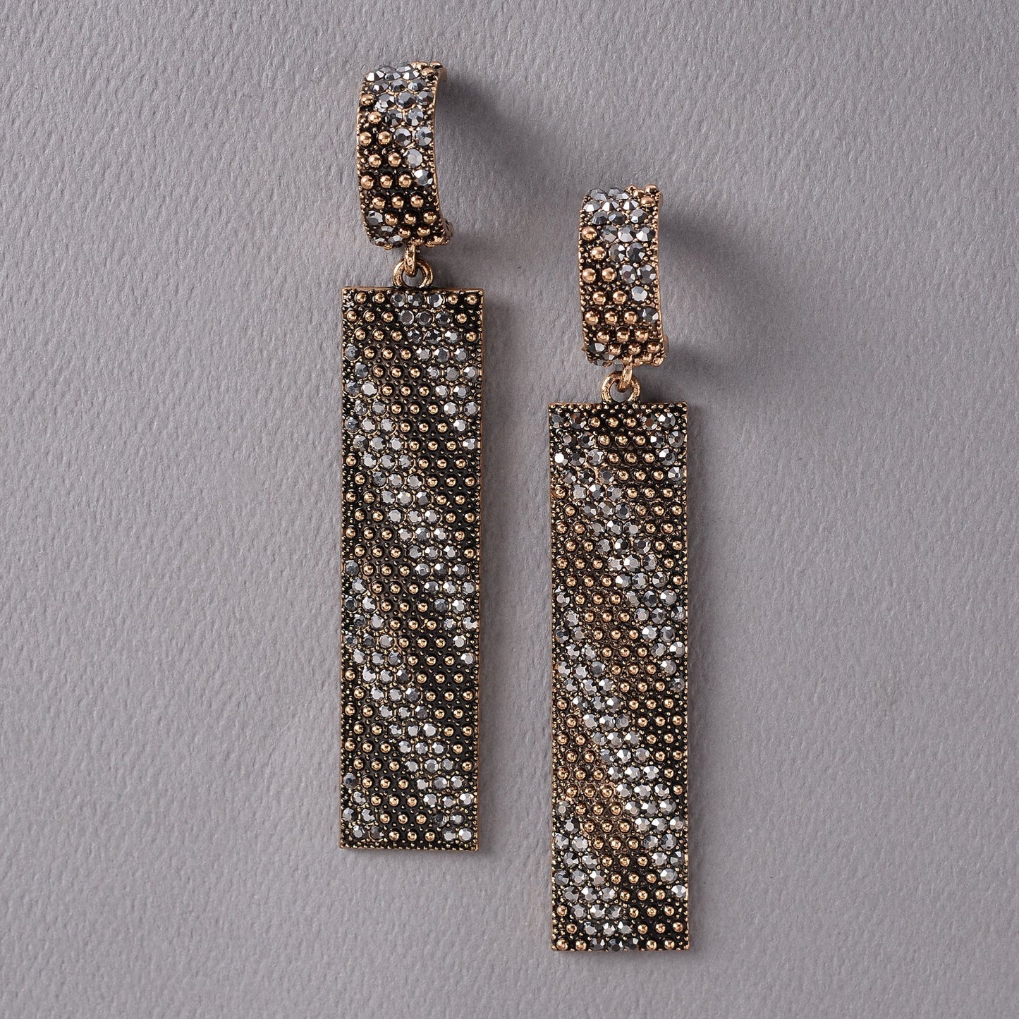Coral Strip- Stone studded dangler earrings