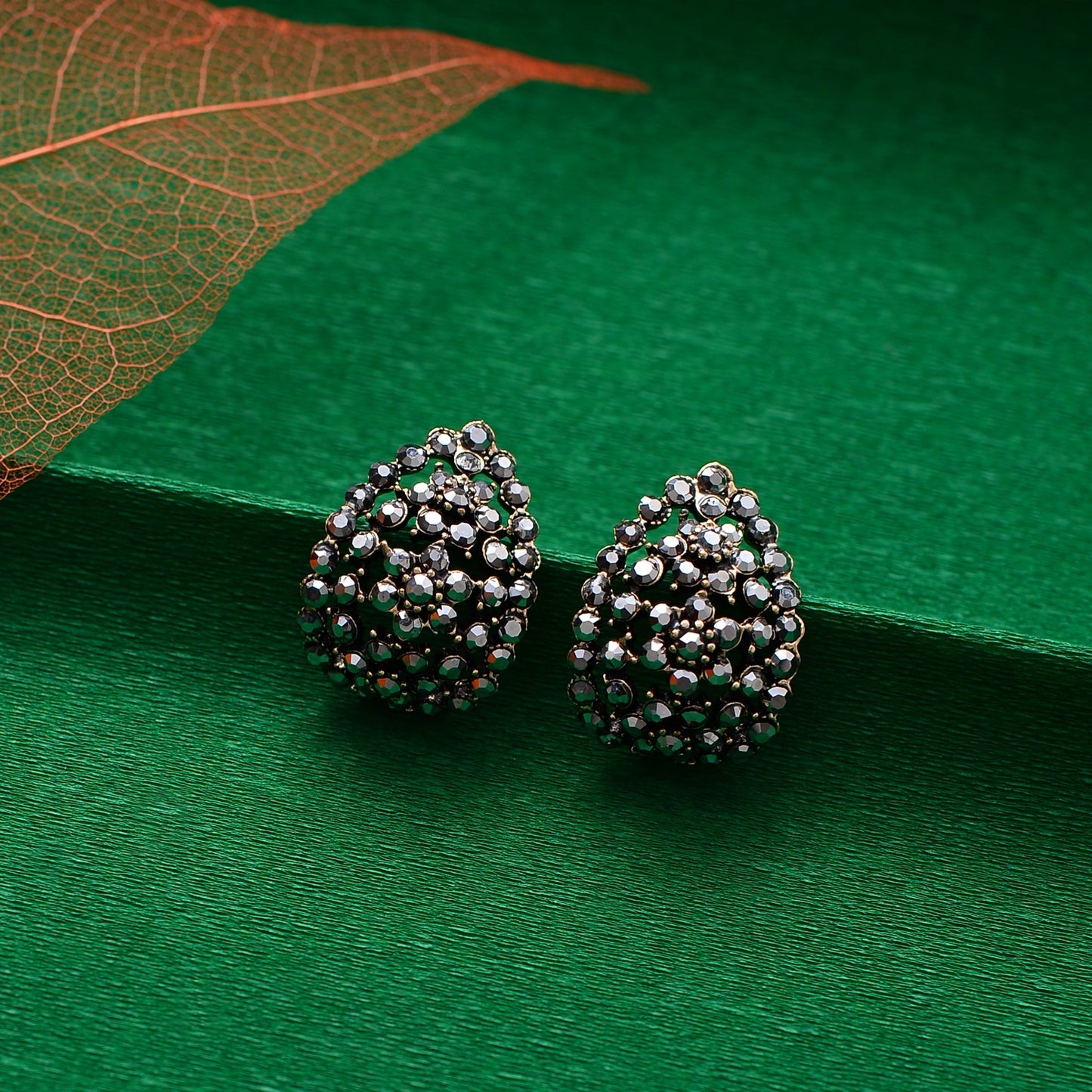 Aurora Gleam- Stone studded Teardrop Stud Earrings