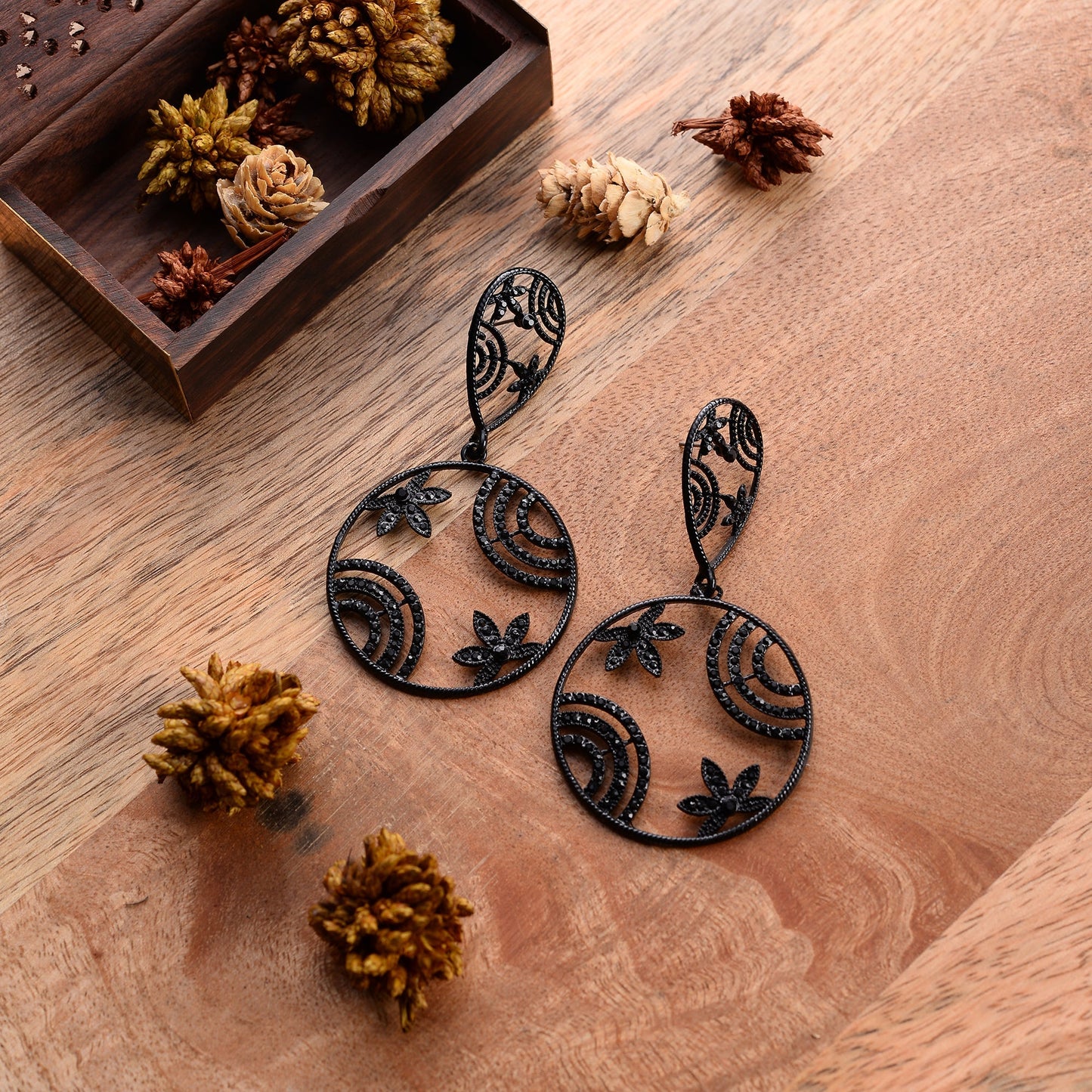 Celeste Drop- Black Dangler Earrings
