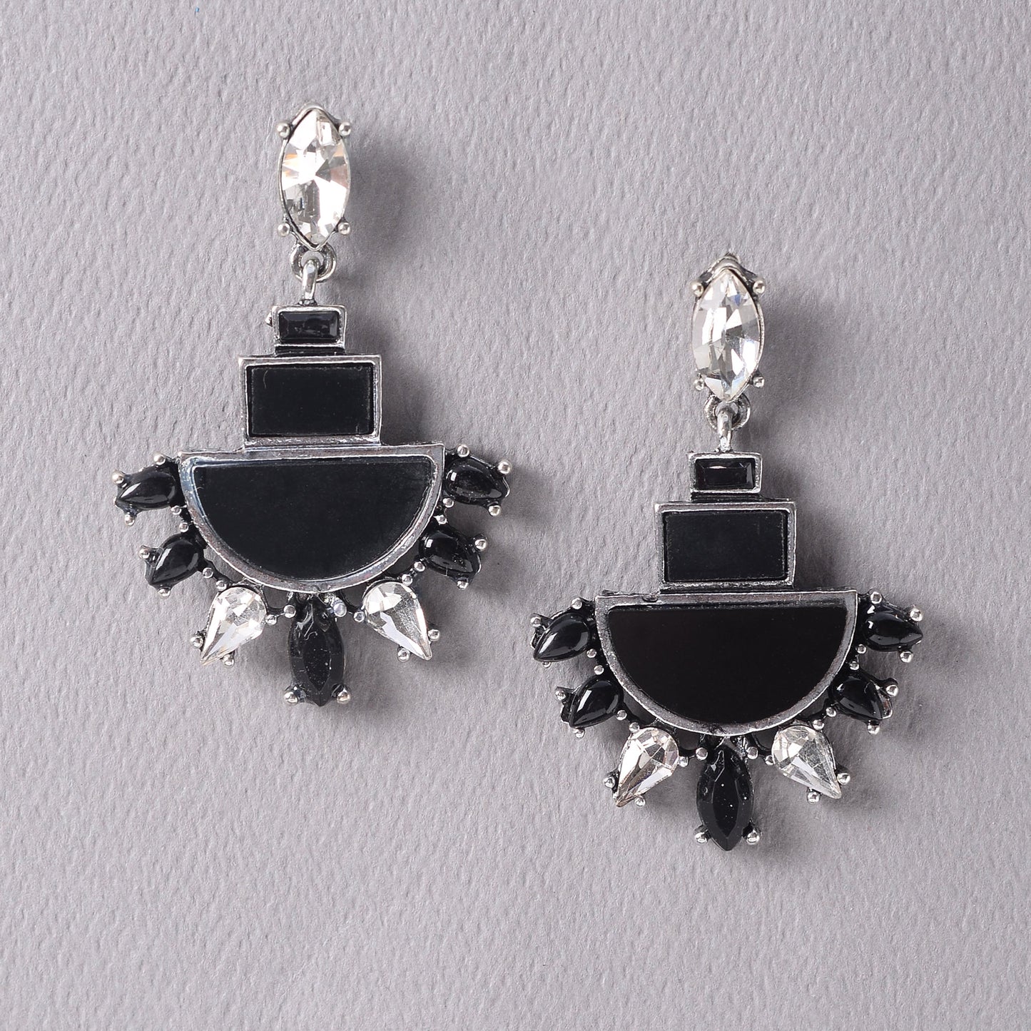 Eclipse Line- Triple Decker Stone Studded Dangler Earrings