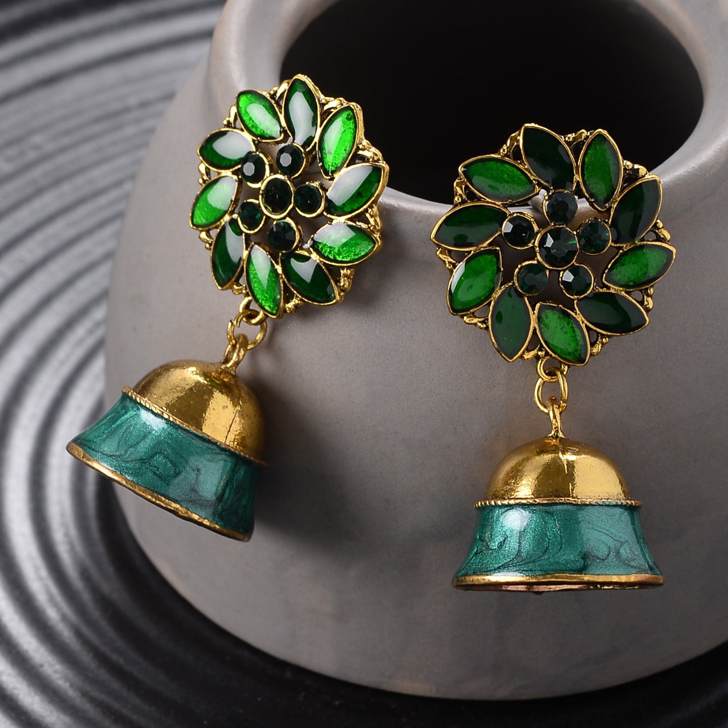 Star Whisper- Stone studded jhumka earrings