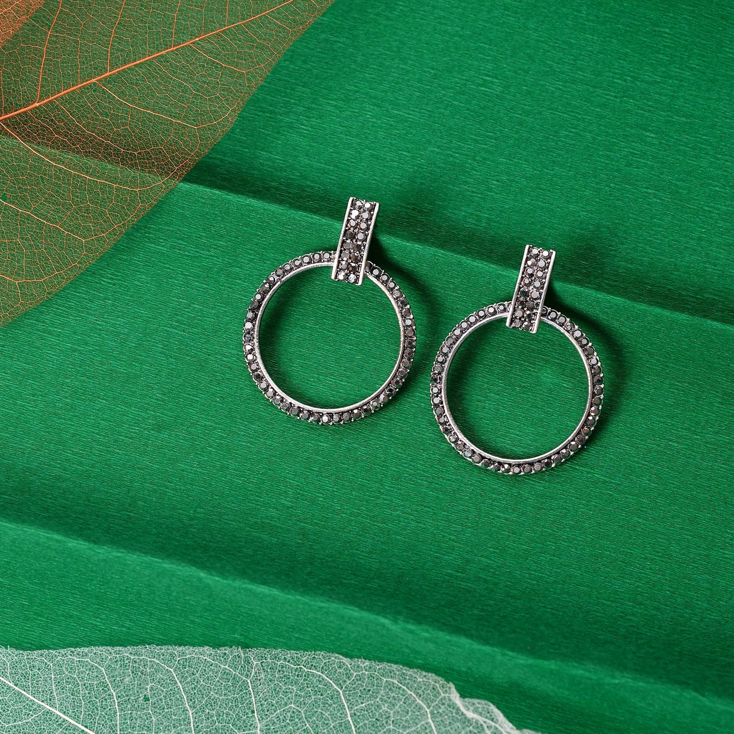Solar Drift- Stone studded dangler earrings