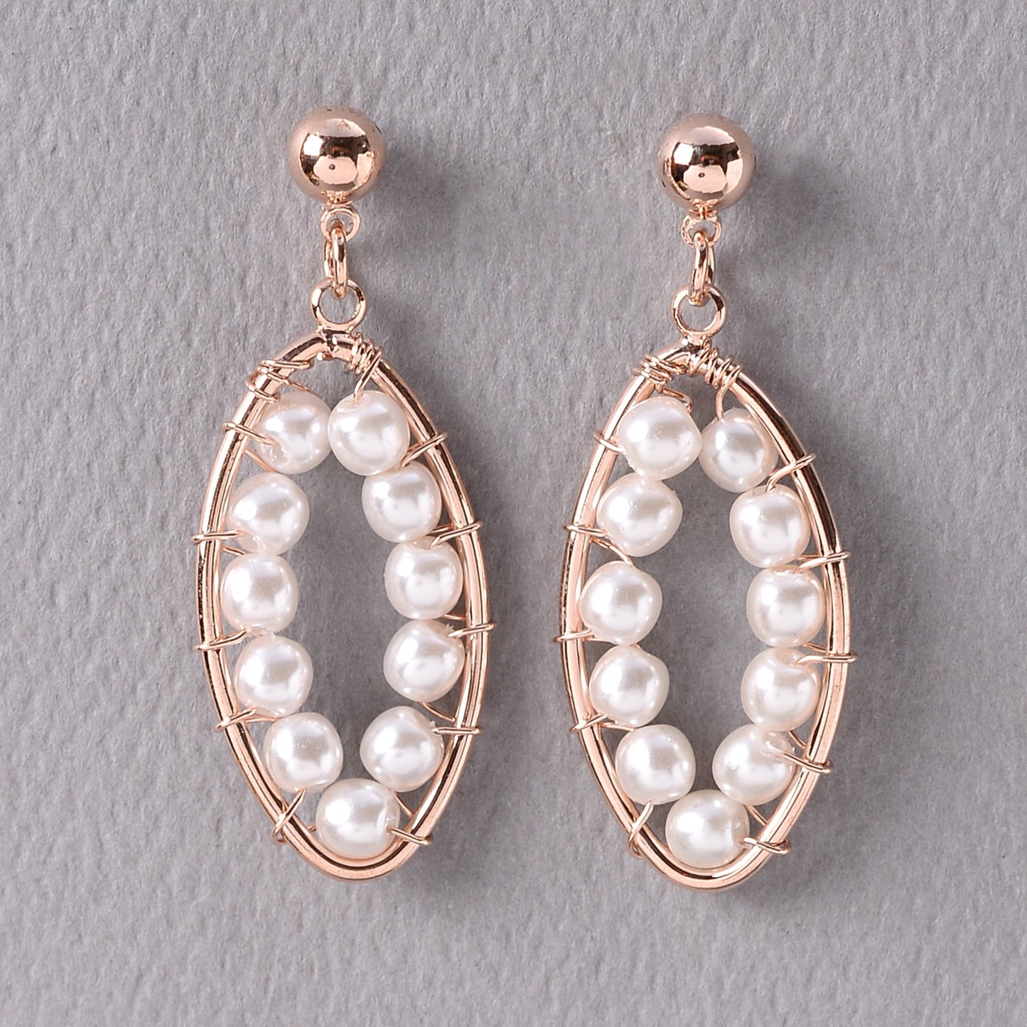 Golden Weave- Golden framed pearly dangler earrings