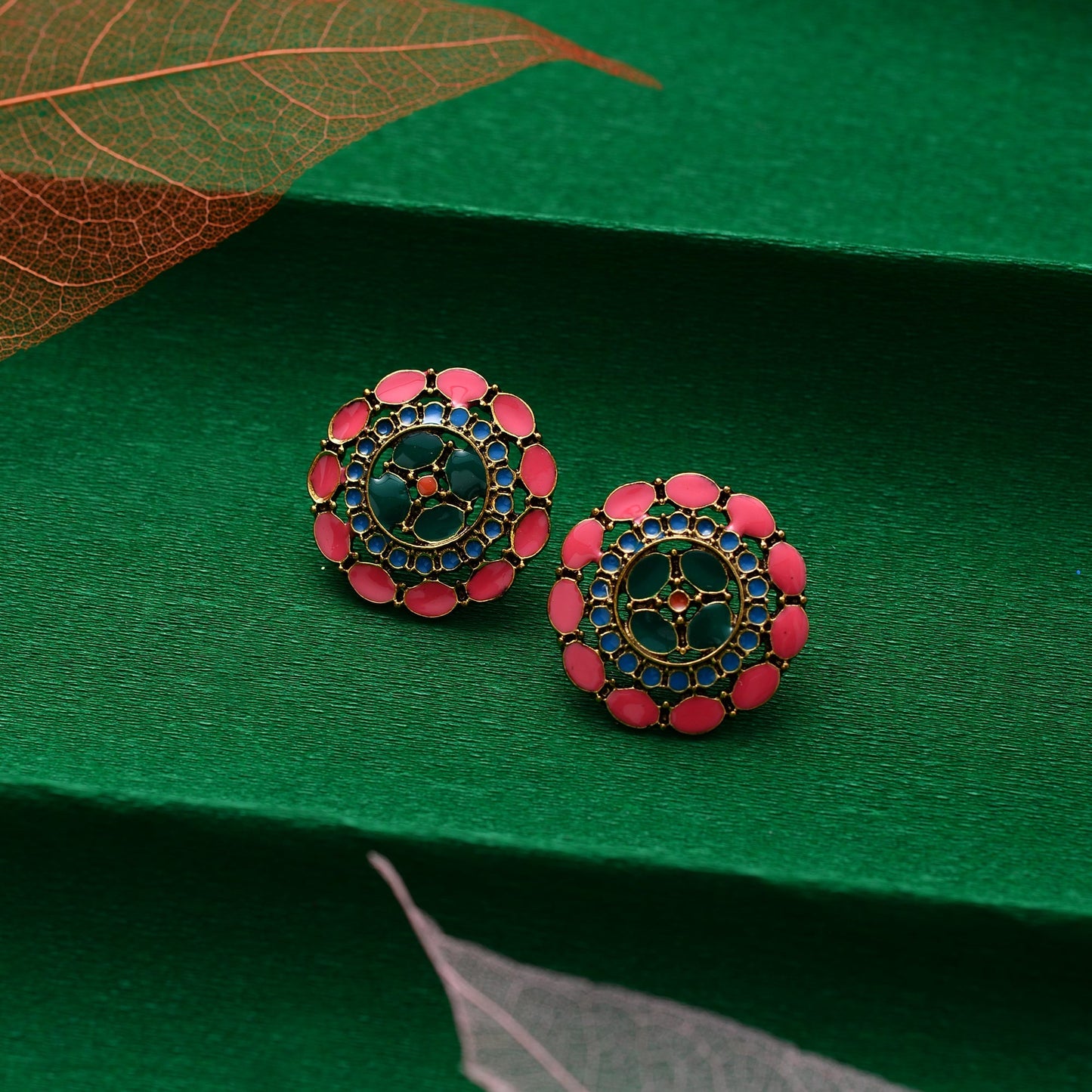 Lustre Circle- Stone studded Stud earrings