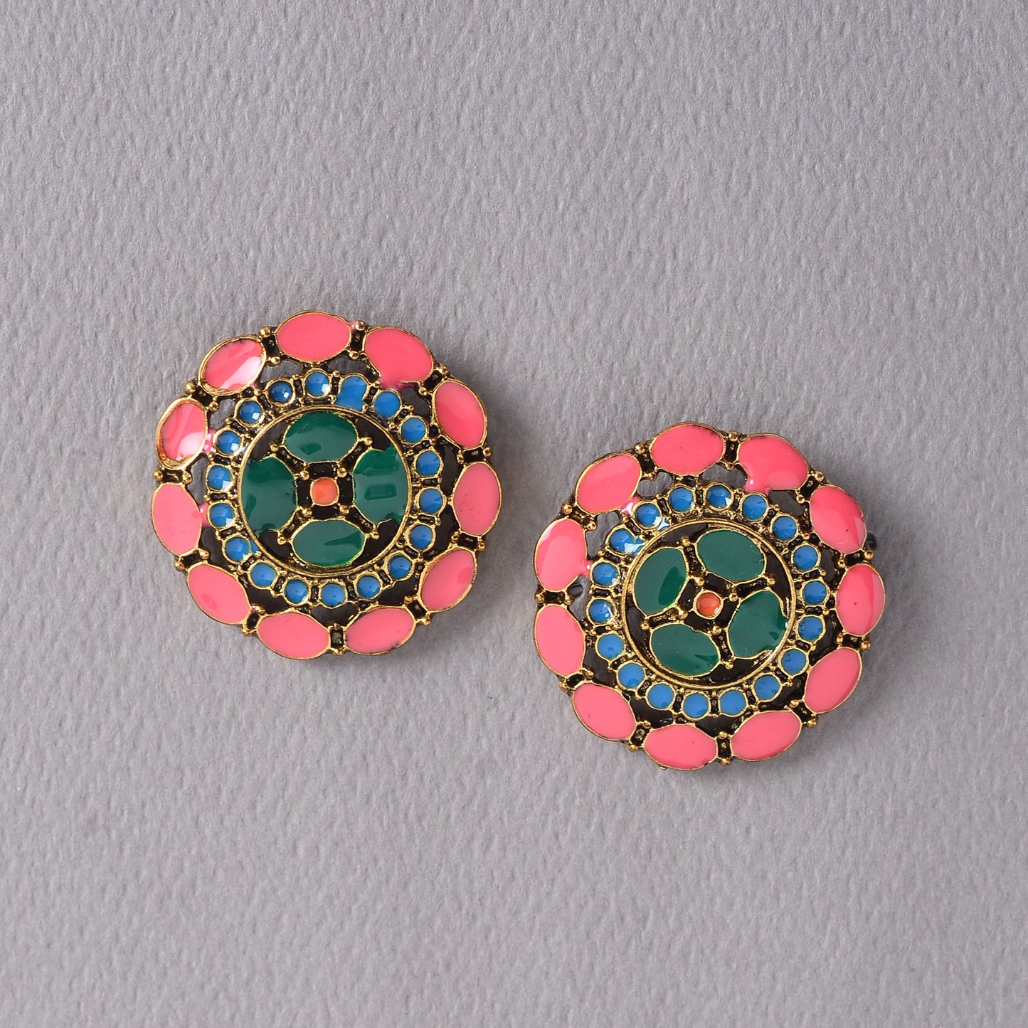Lustre Circle- Stone studded Stud earrings