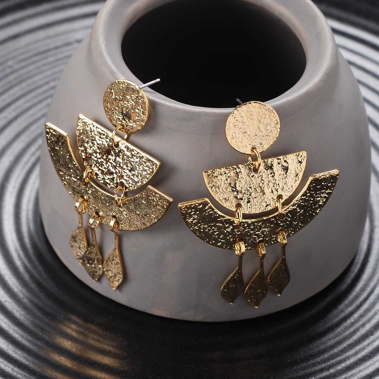 Golden Script- Golden dangler earrings
