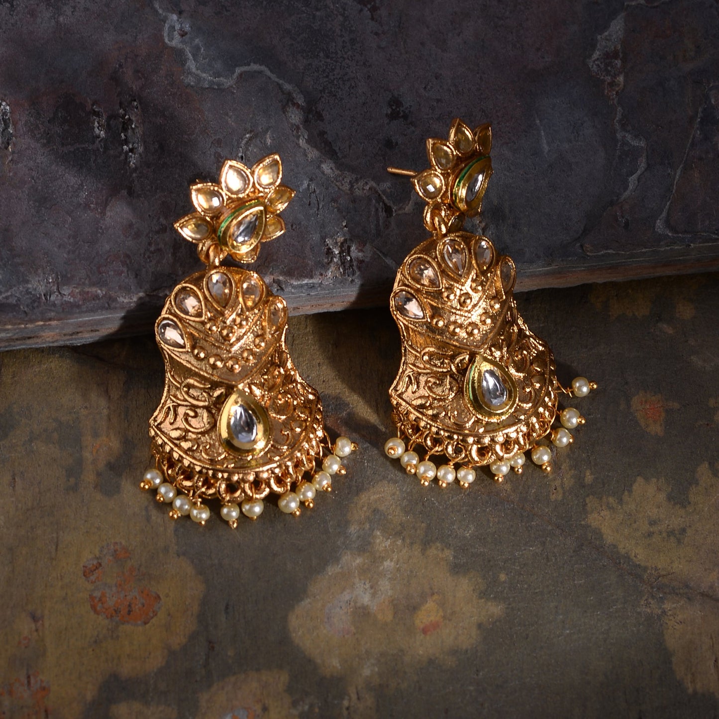 Rhythm Thread- Kundan Dangler Earrings