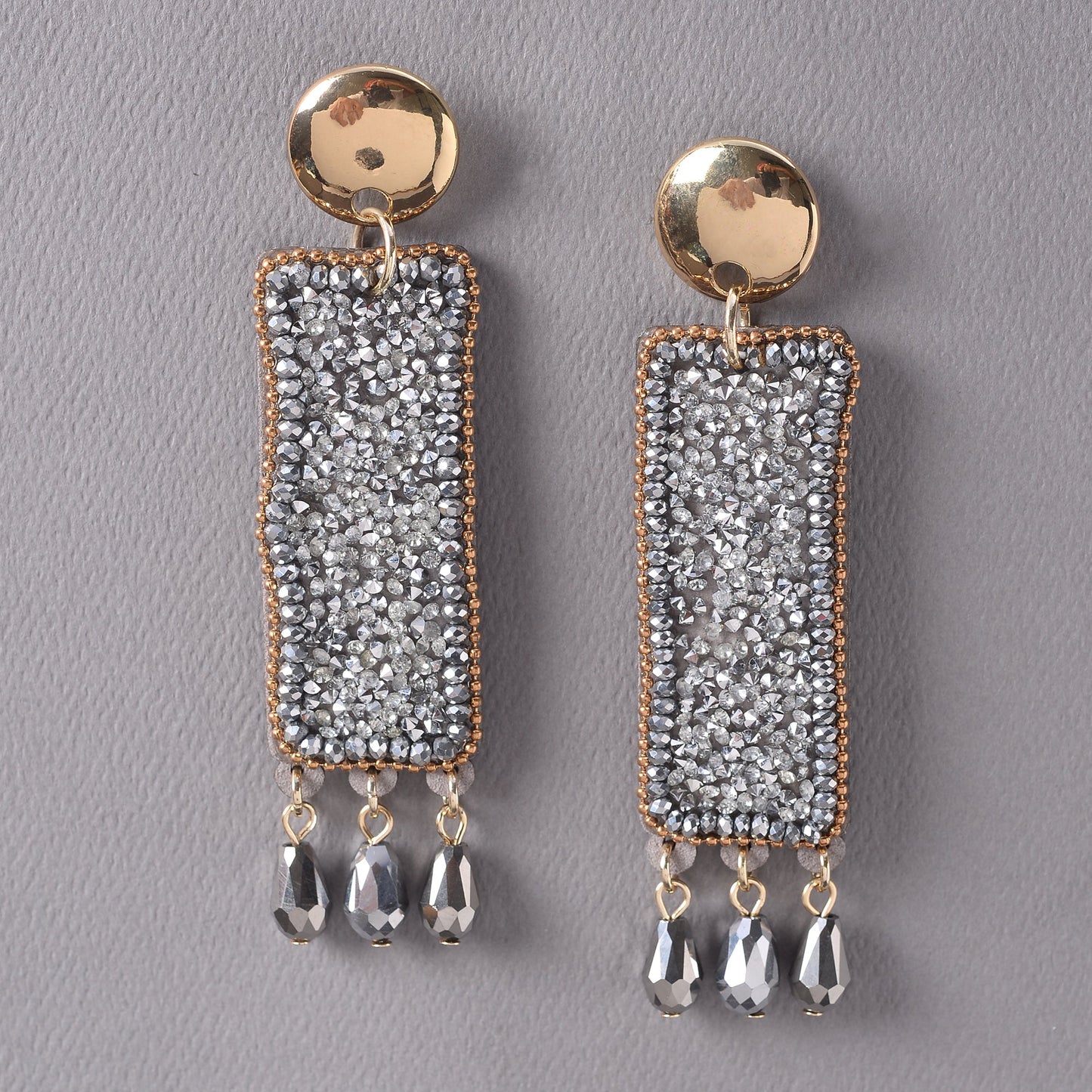 Star Weave- Stone studded Dangler earrings(Silver)
