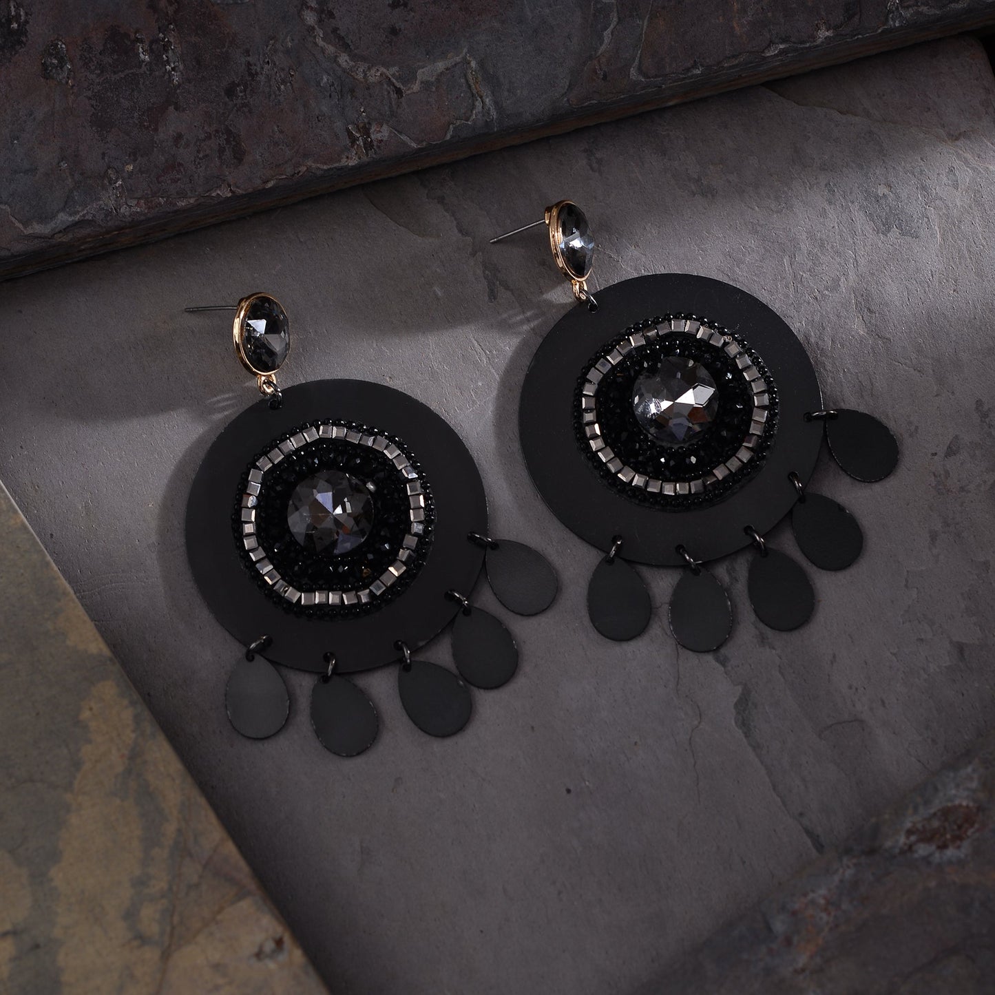 Shine Form- Stone studded dangler earrings
