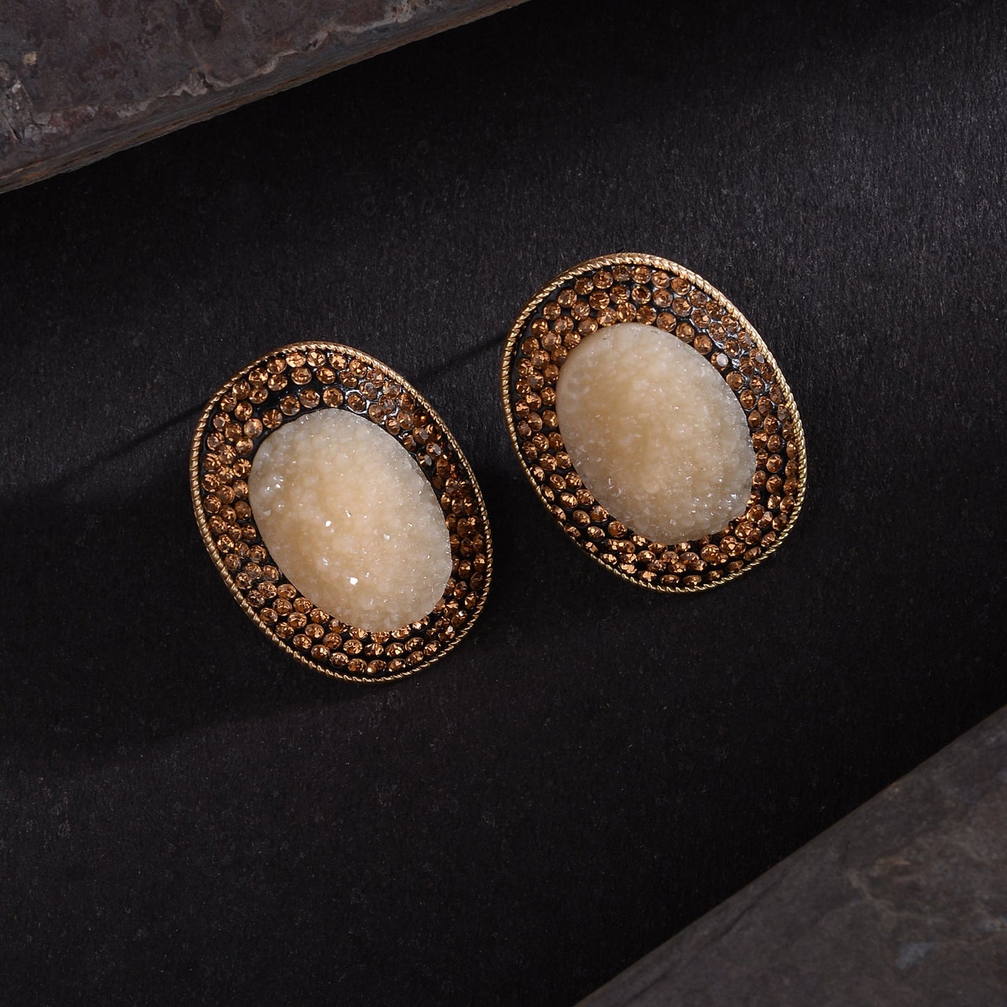 Ethereal Line- Stone studded stud earrings