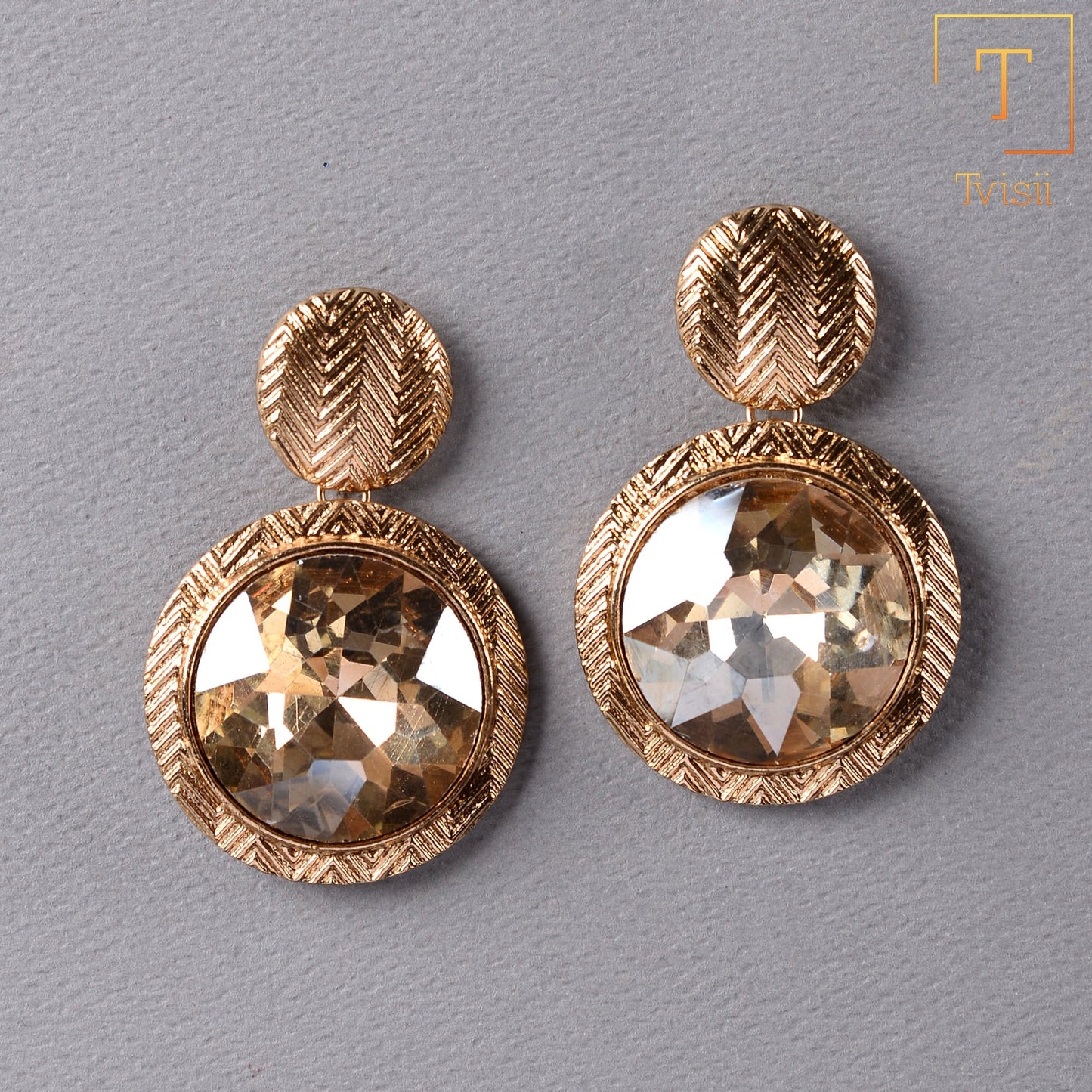 Solar Kiss- Stone studded Dangler earrings