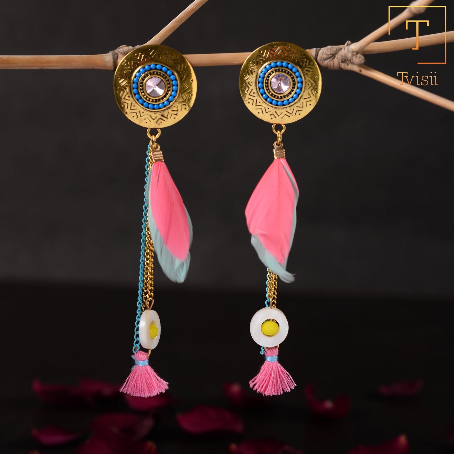 Feather Flow- Hangimg Feather Dangler Earrings