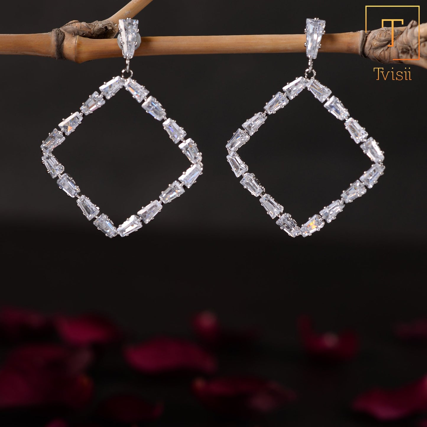 Aura Pattern- Stone studded dangler earrings