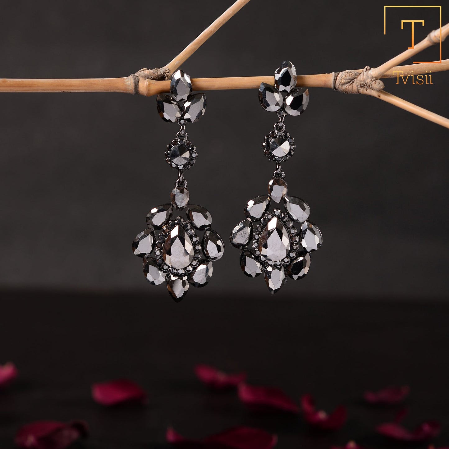 Lume Thread- Stone studded dangler earrings