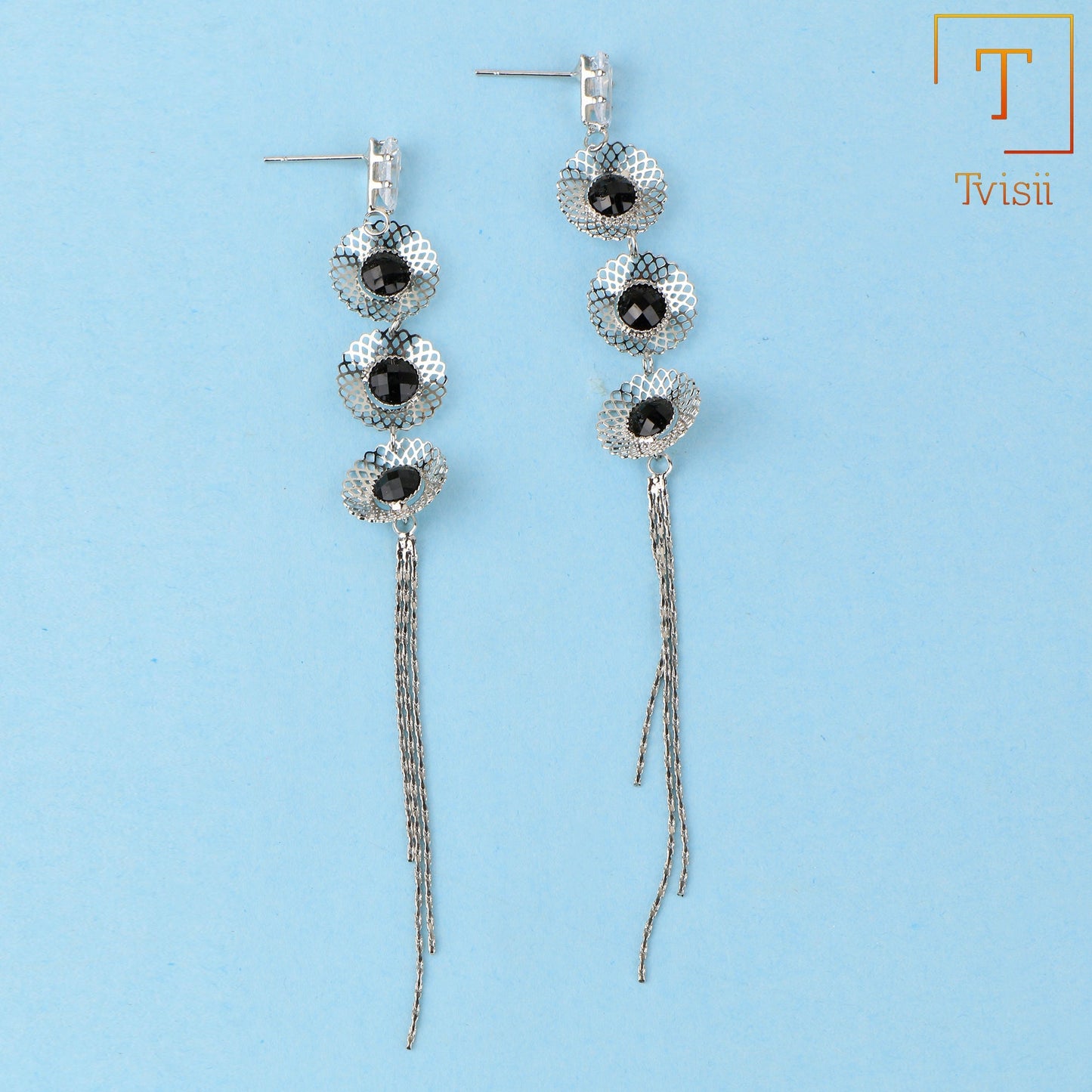 Polish Weave- Stone studded dangler earrings