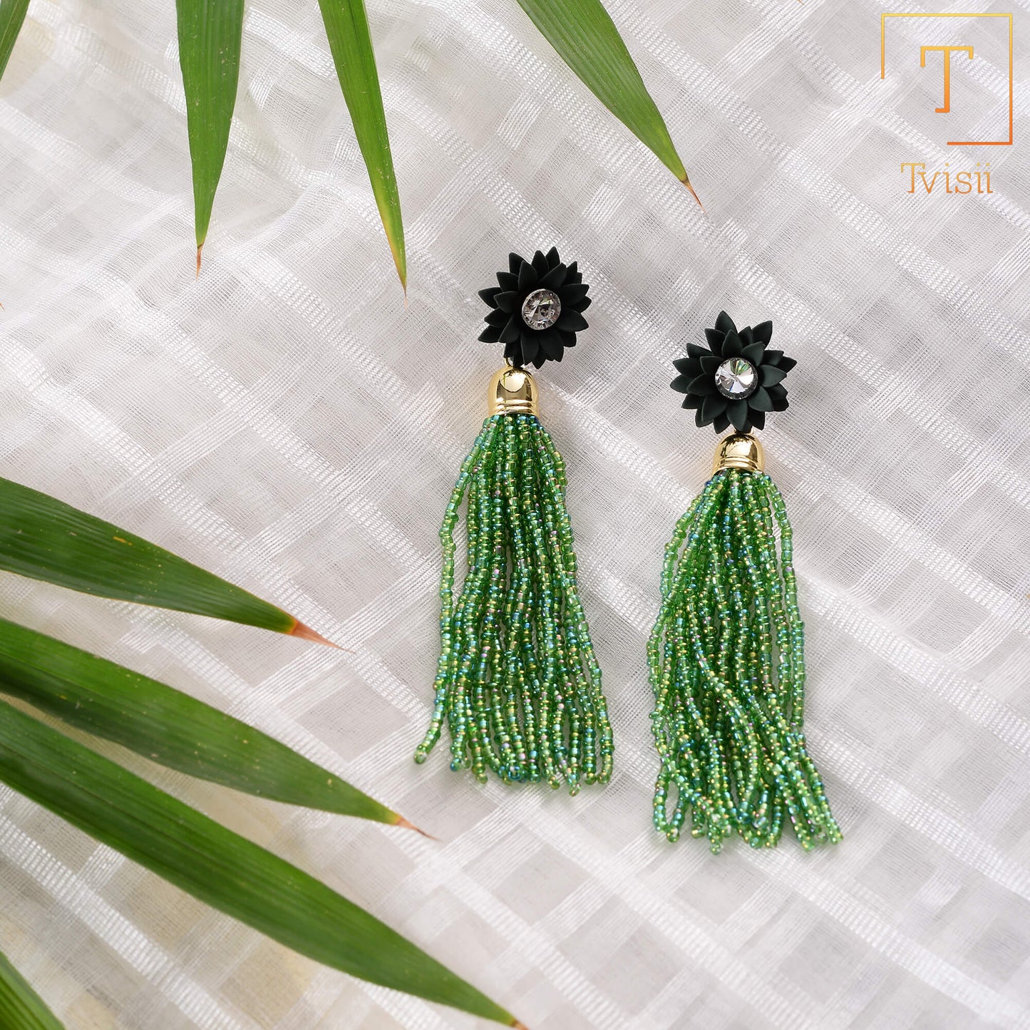 Boho Bloom- Beaded thread dangler earrings