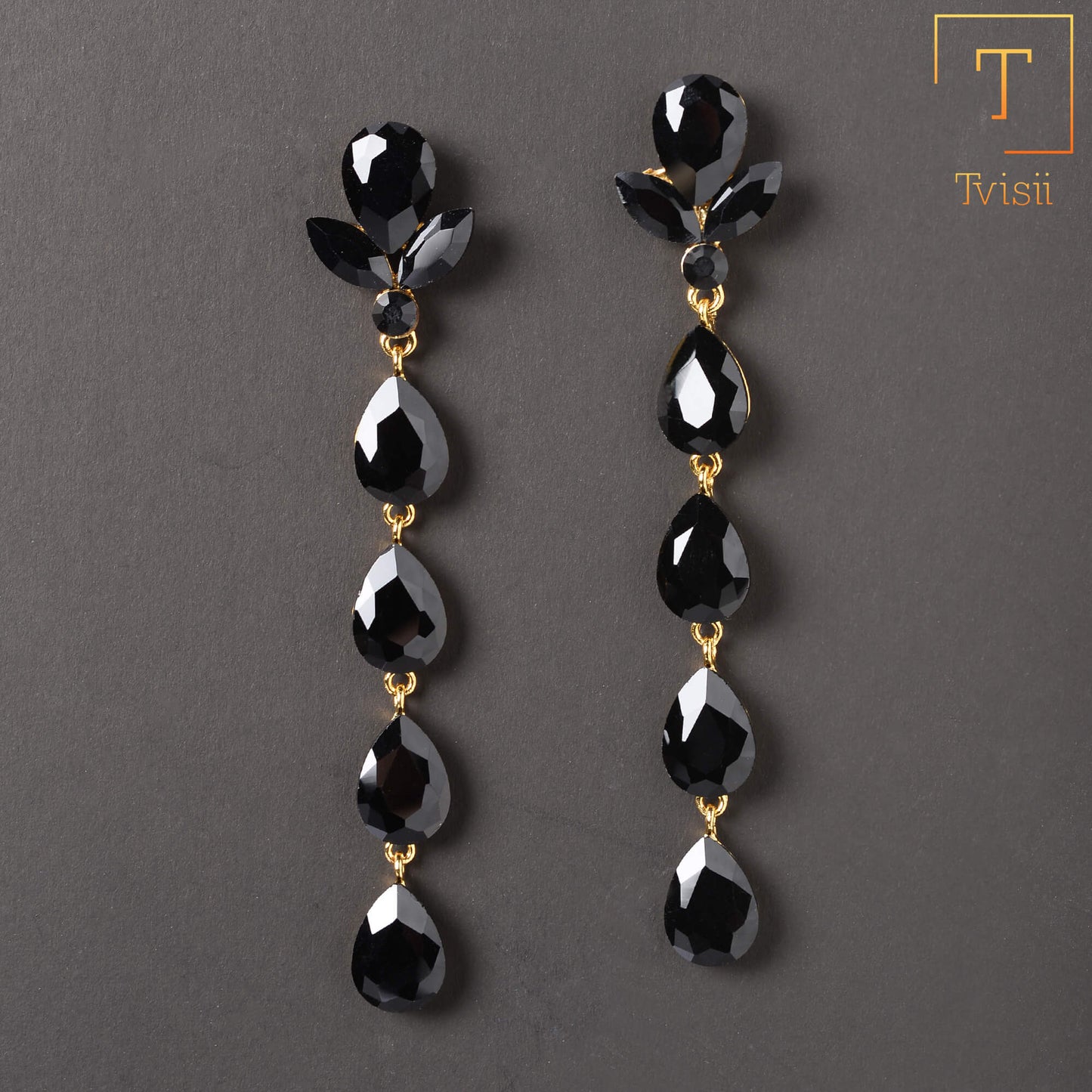 Night drops- Stone studded dangler earrings