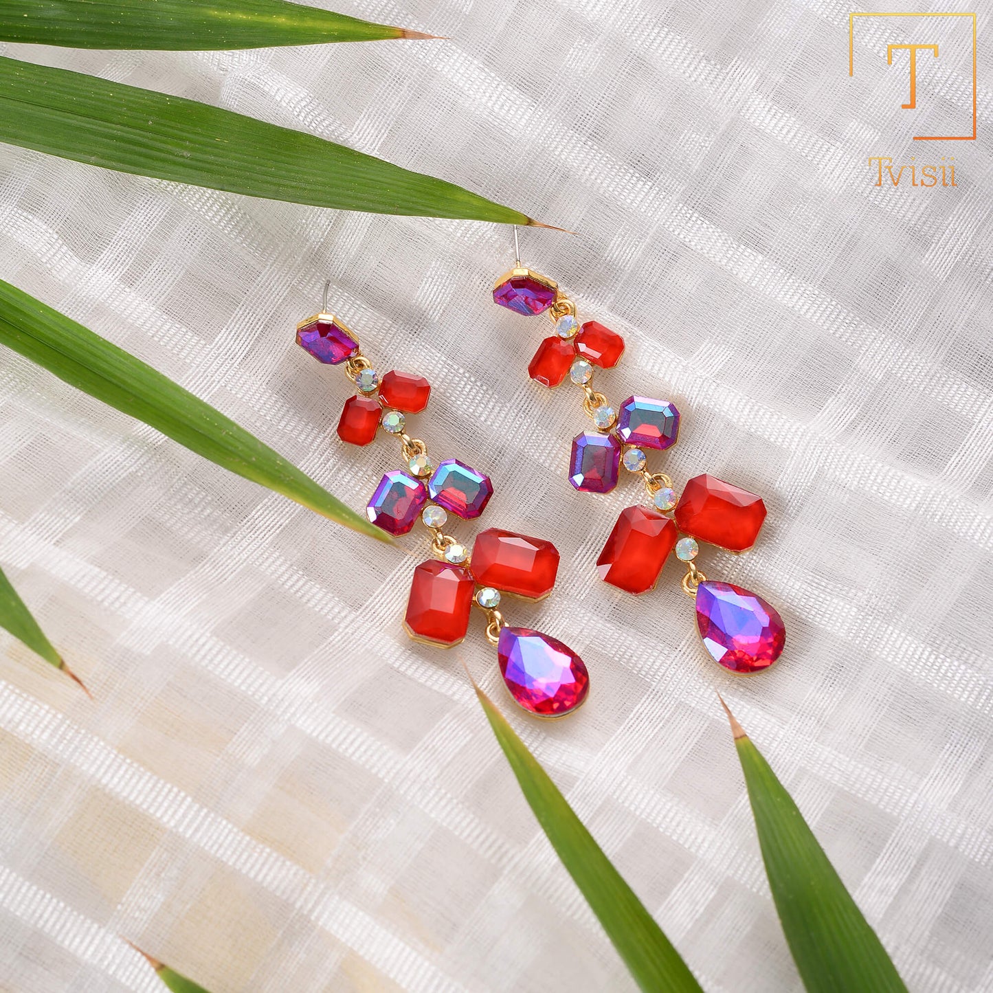 Star Path- Stone studded dangler earrings