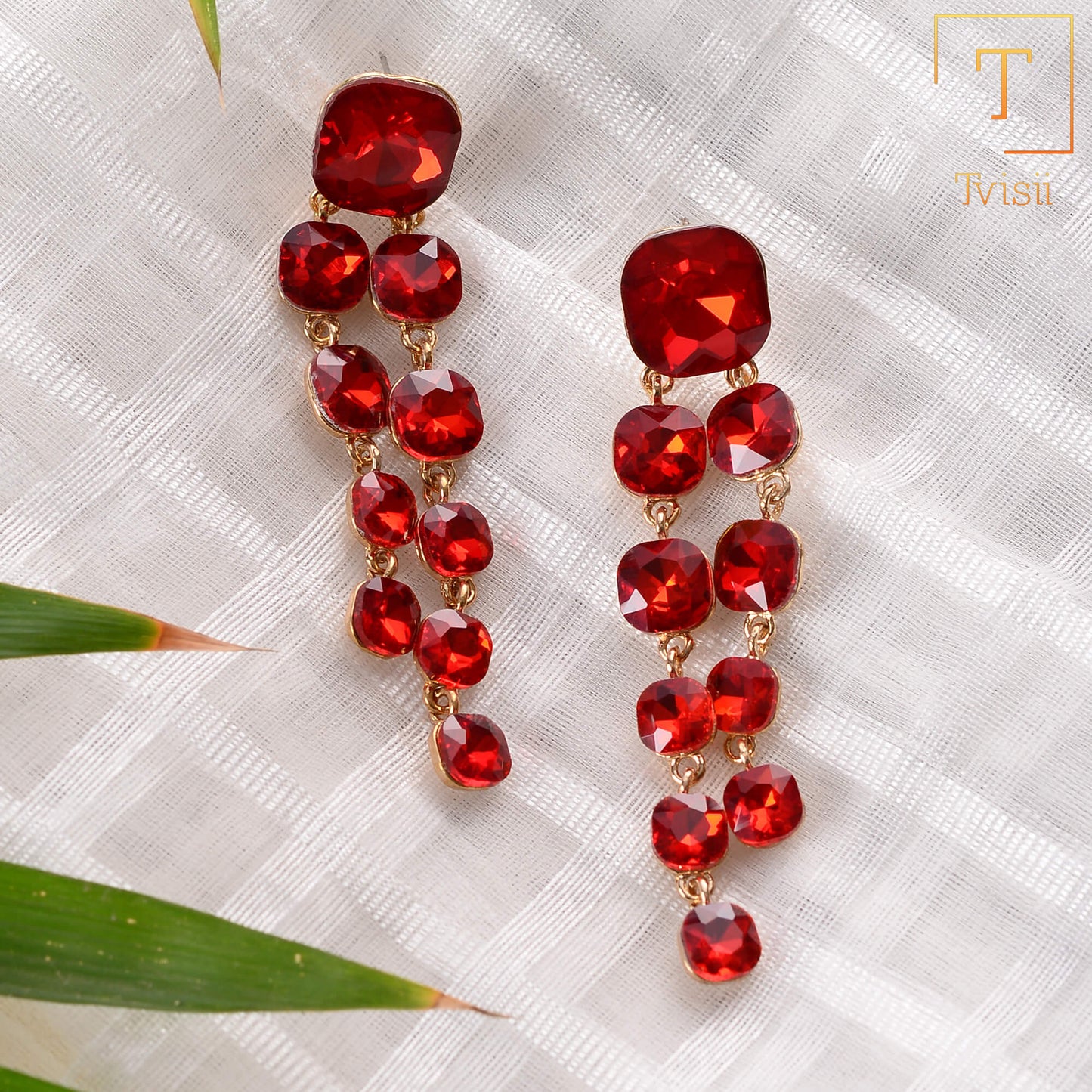 Divine Line- Stone studded dangler earrings