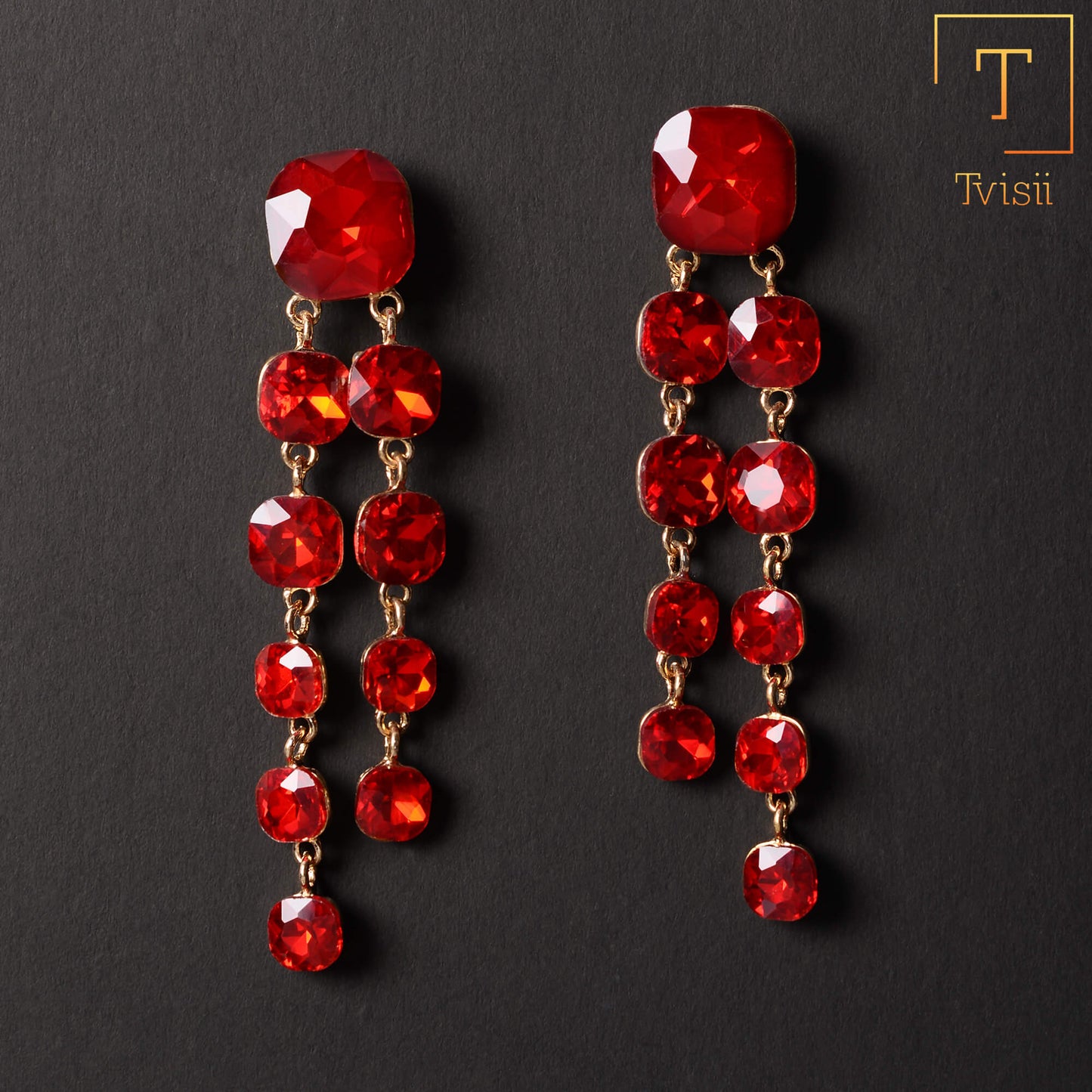 Divine Line- Stone studded dangler earrings