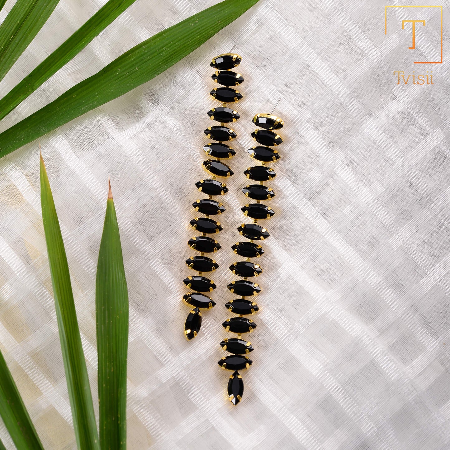 Moonchild Thread- Stone studded dangler earrings
