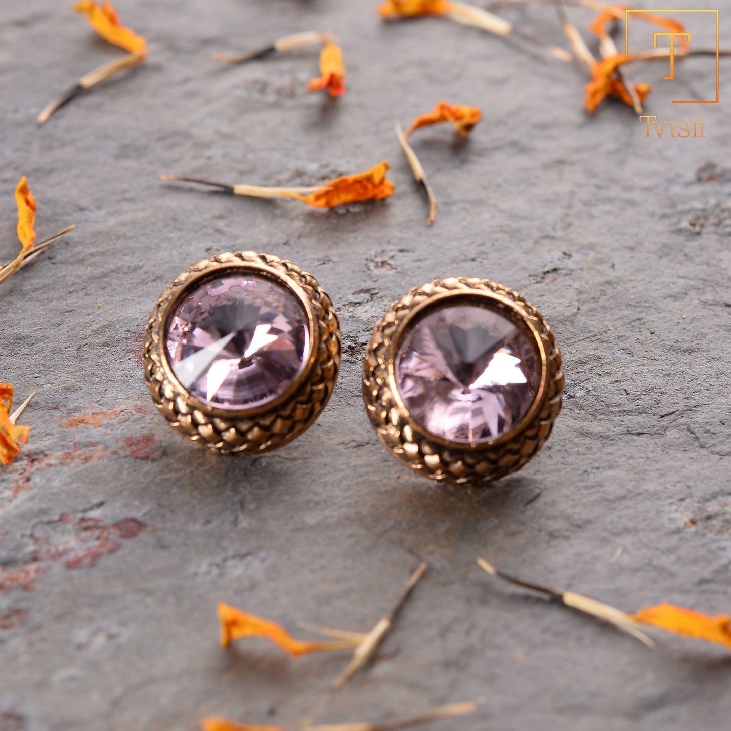 Solar Dot- Stone studded stud earrings