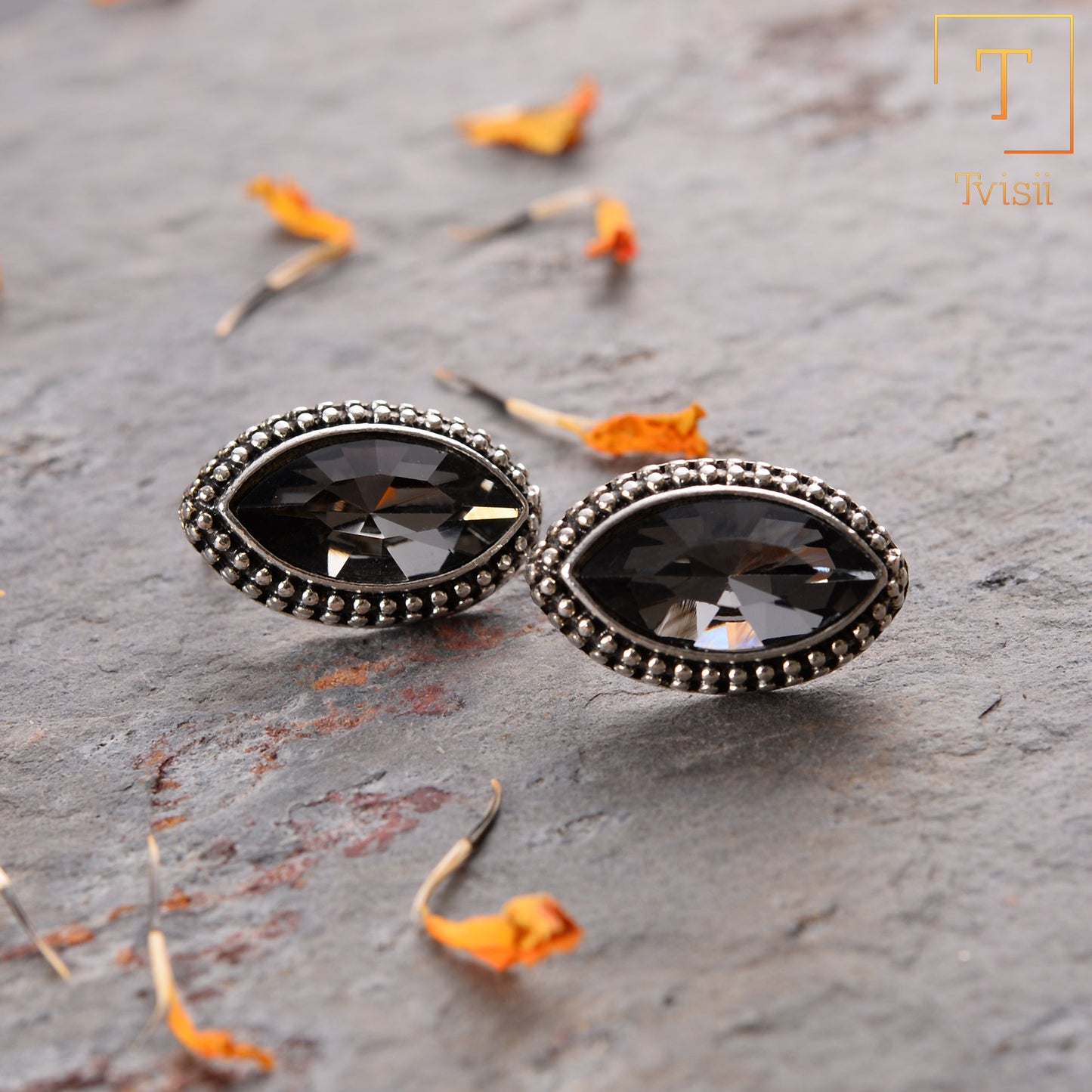 Eclipse- Stone studded stud earrings