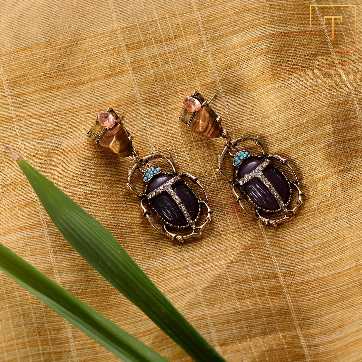 Beatel bob- Stone studded dangler earrings