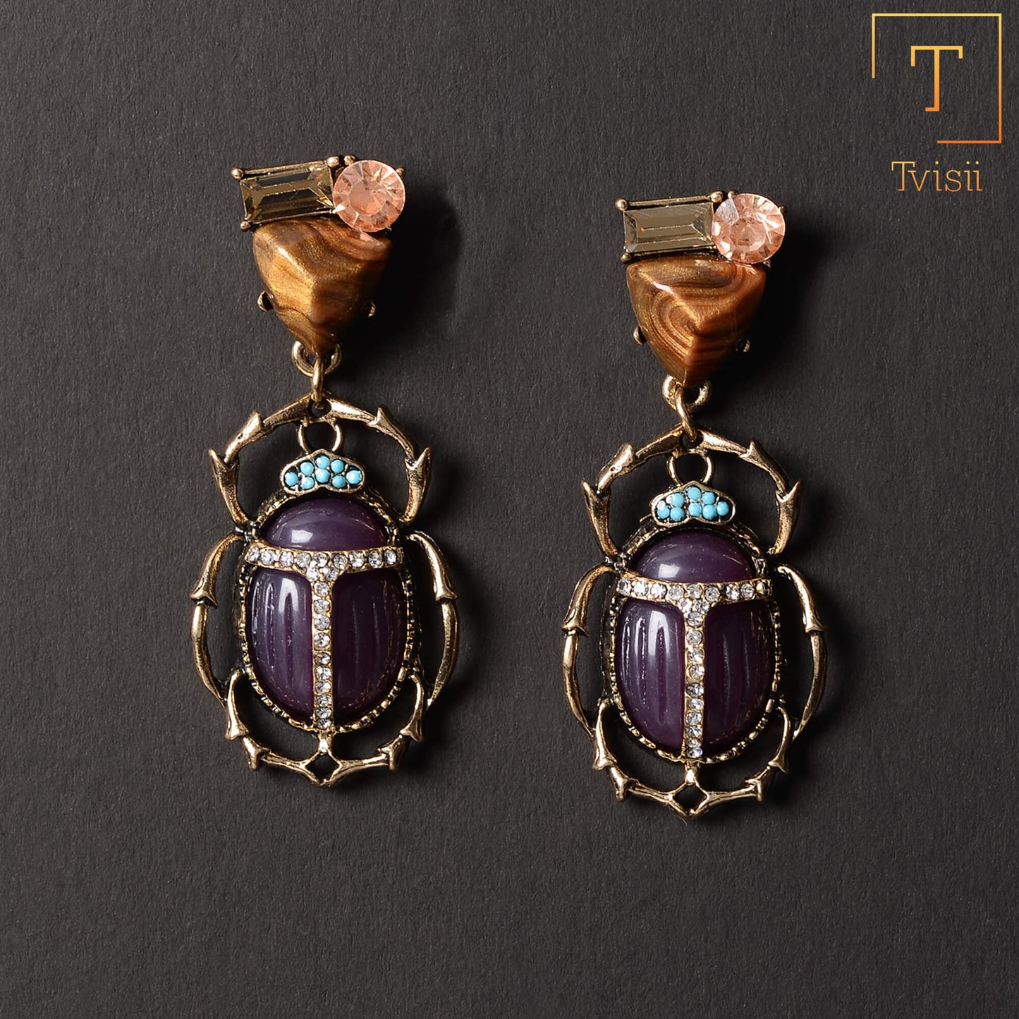 Beatel bob- Stone studded dangler earrings