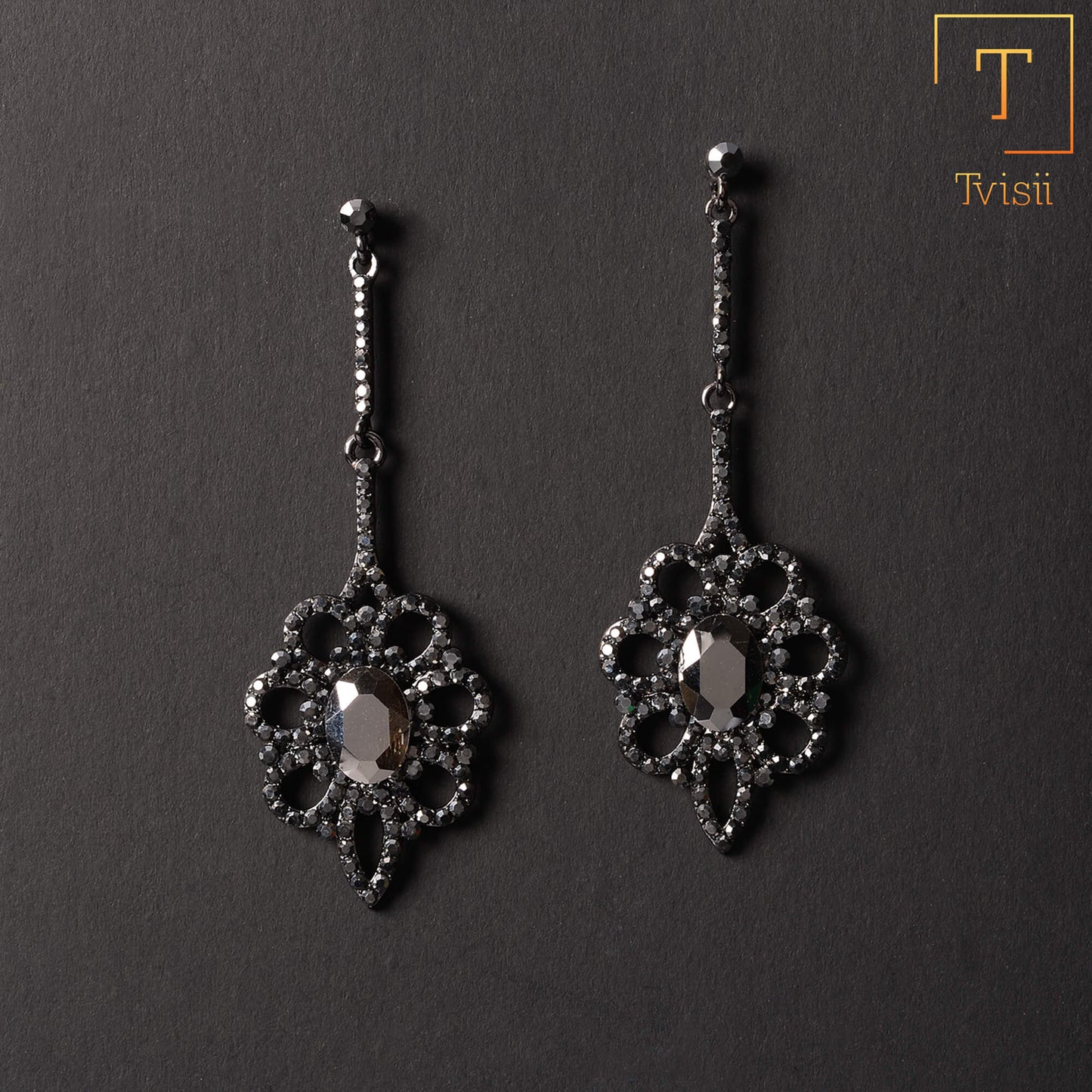 Lily Loop- Stone studded dangler earrings